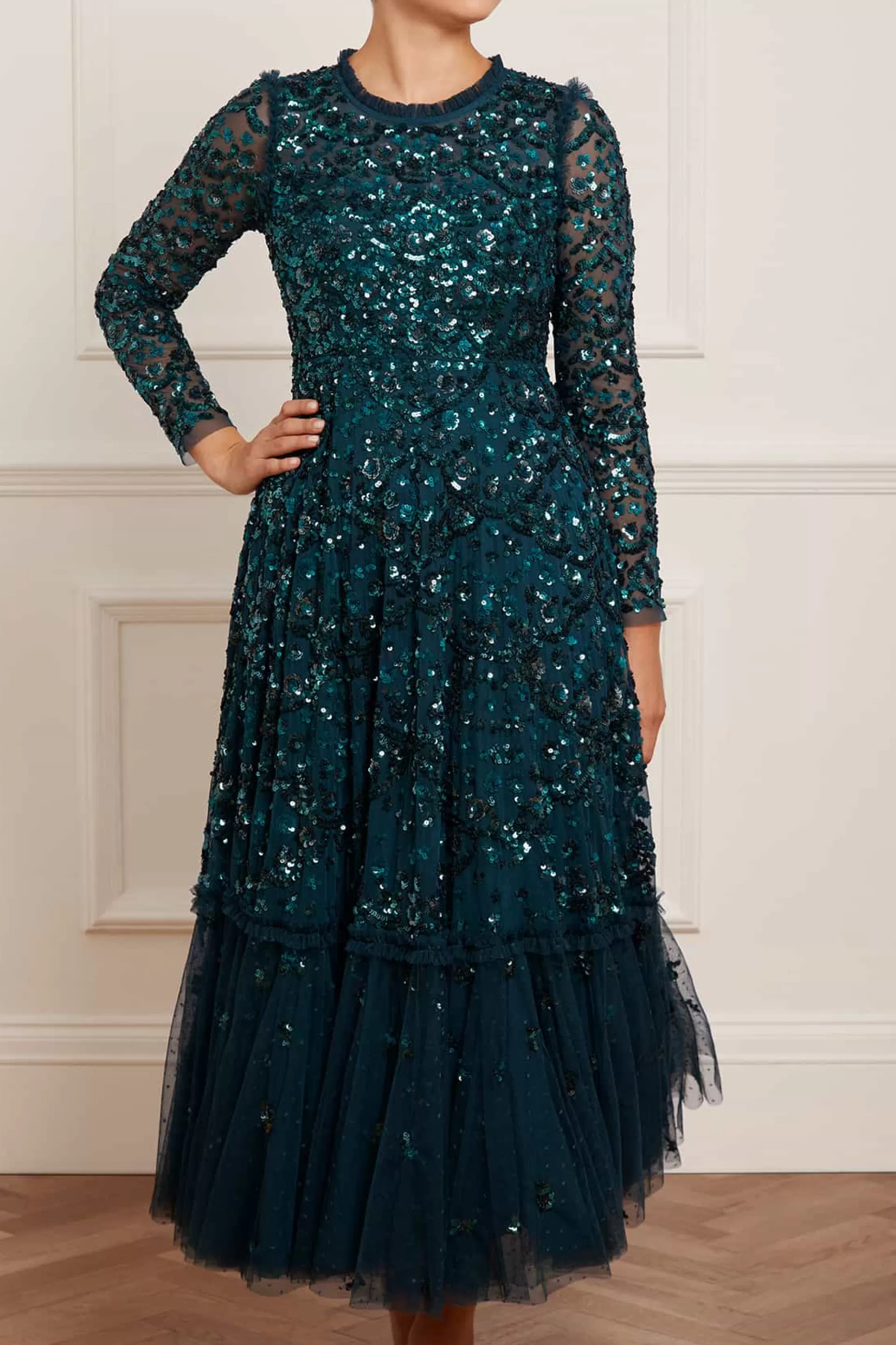 Women Needle & Thread Dresses-Alina Sequin Ankle Gown