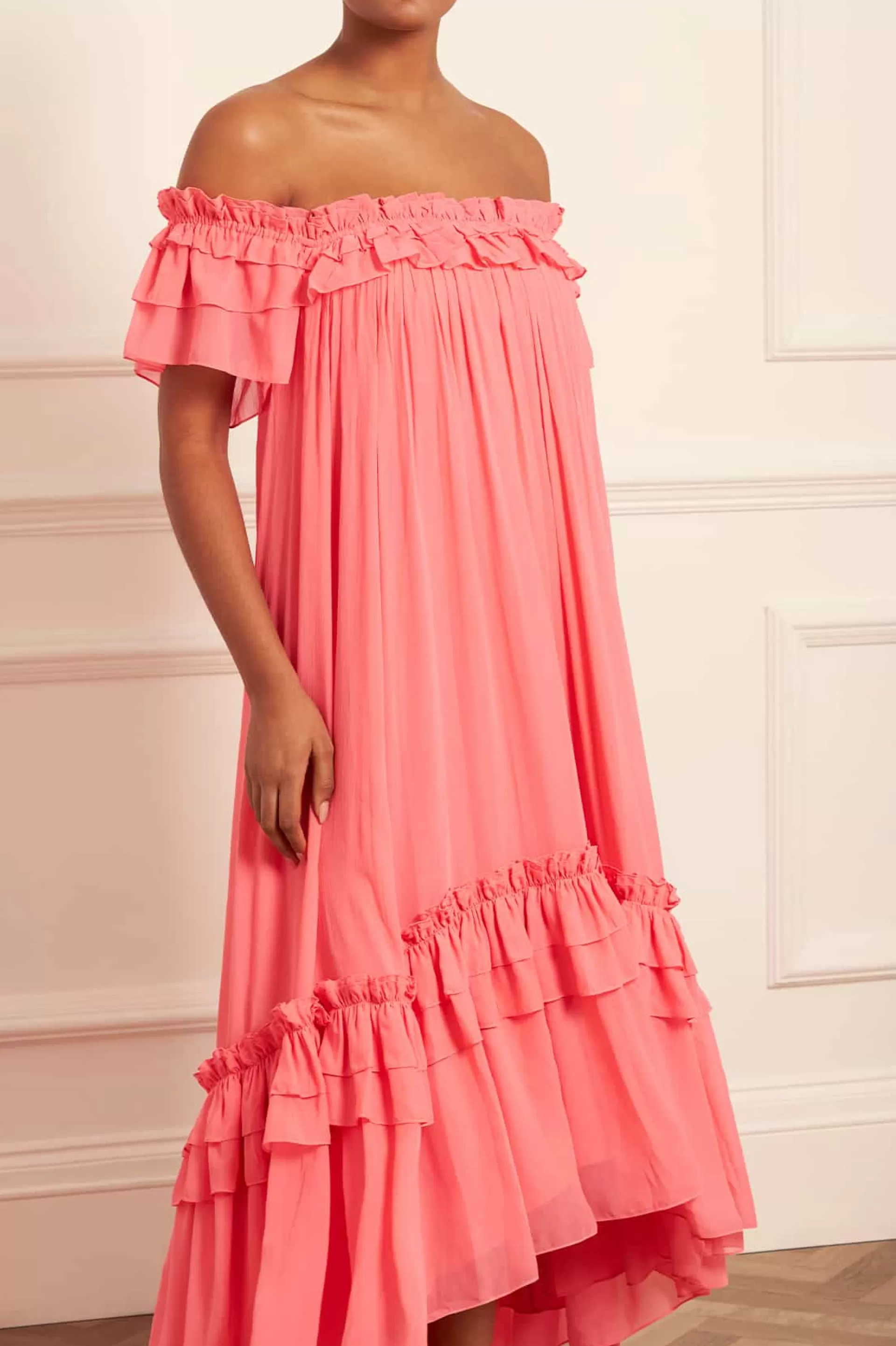 Women Needle & Thread Flattering Fit | Day Dresses-Aria Chiffon Off-Shoulder Ankle Gown