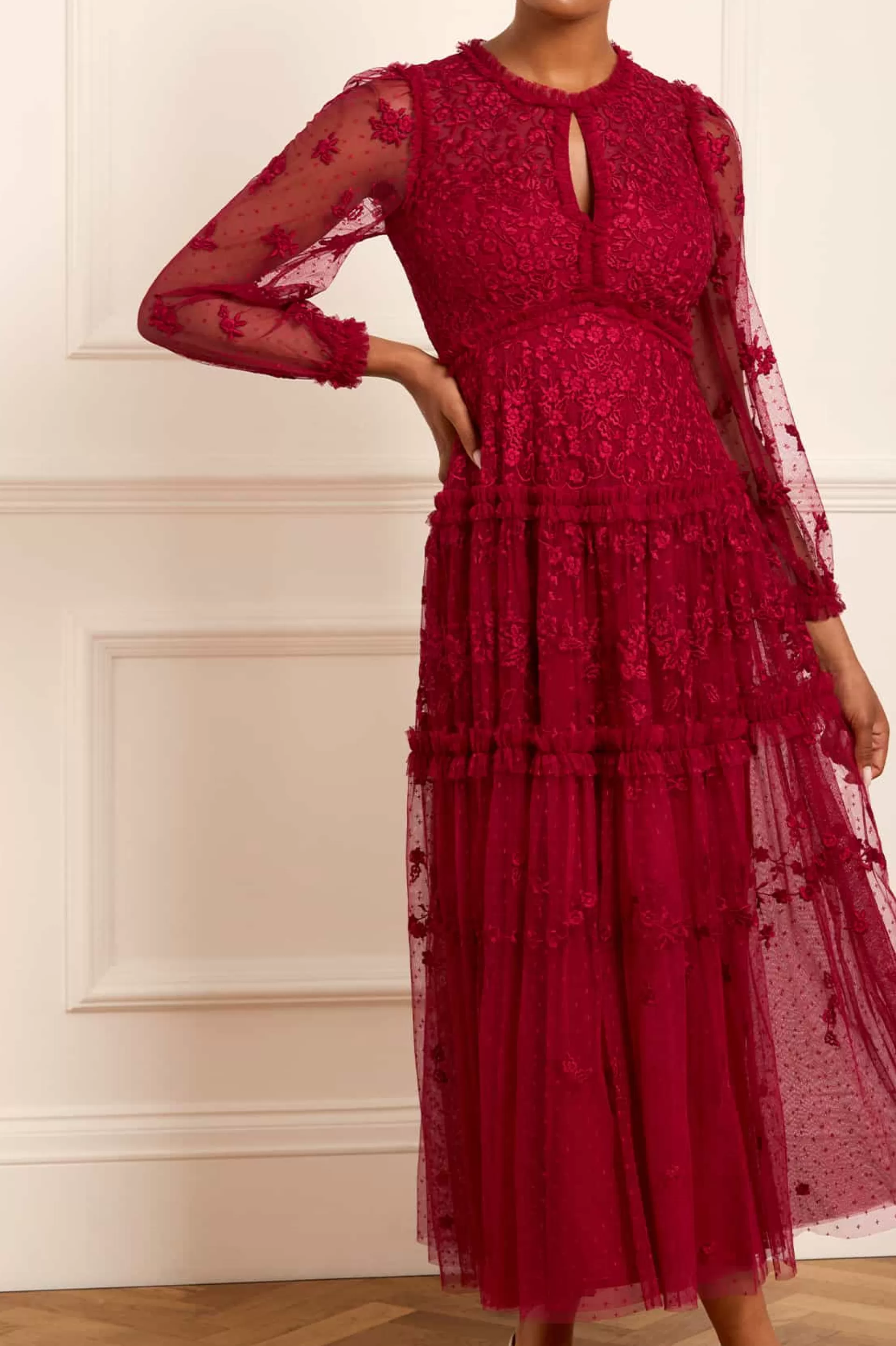 Women Needle & Thread Evening Dresses | Responsibly Sourced-Autumn Lace Long Sleeve Ankle Gown