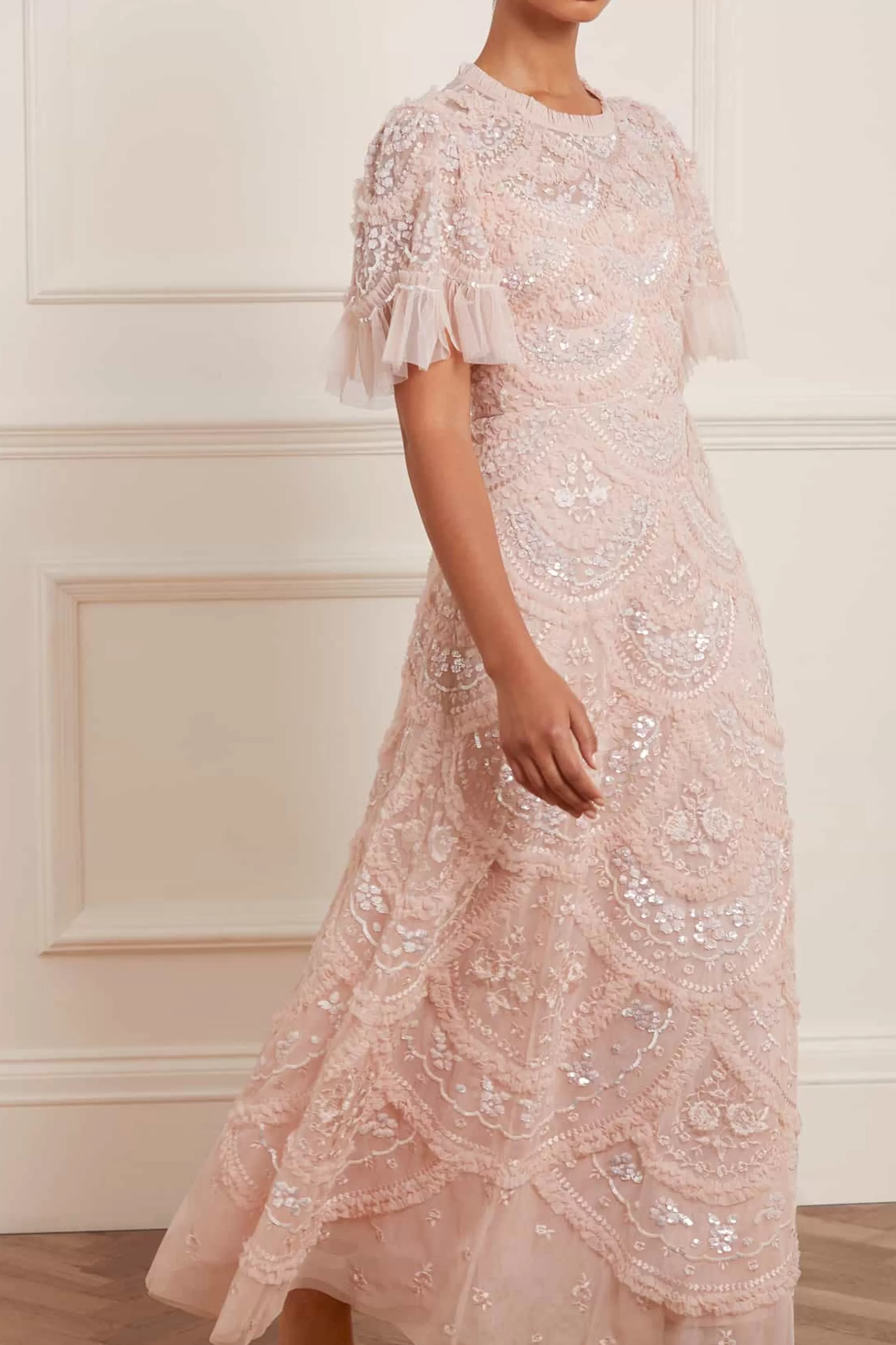 Women Needle & Thread Embroidered Dresses | Embellished Dresses-Carmen Ruffle Ankle Gown