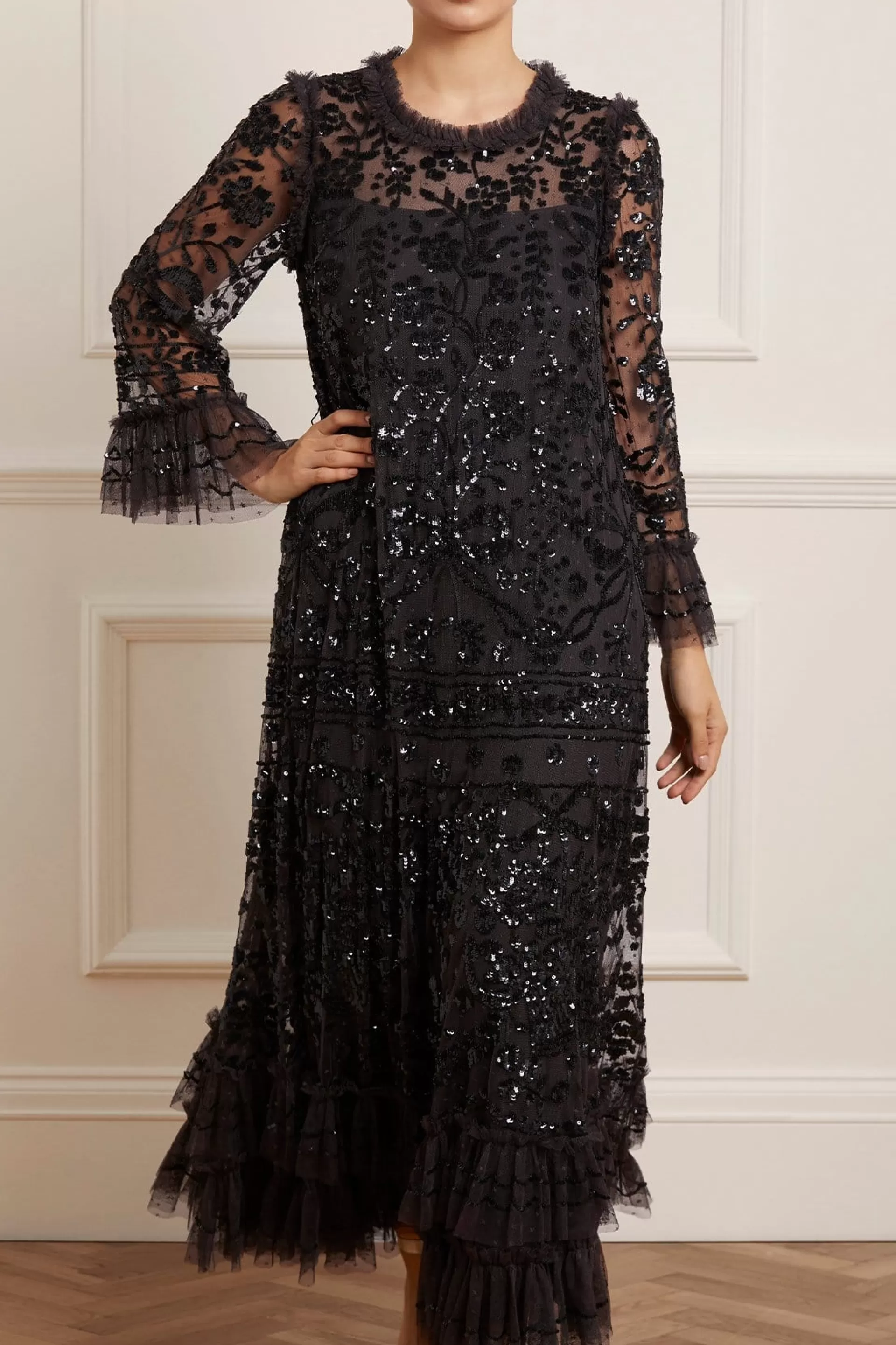 Women Needle & Thread Flattering Fit | Plus Size-Celia Long Sleeve Ankle Gown