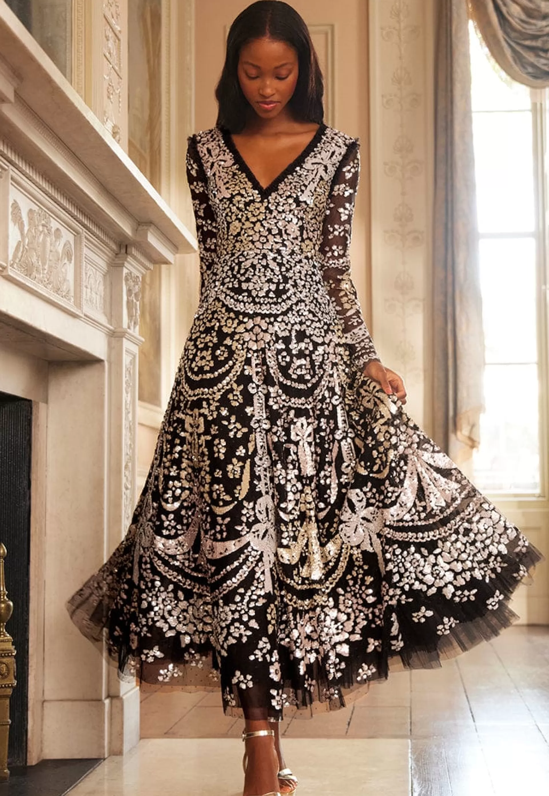 Women Needle & Thread Evening Dresses | Embellished Dresses-Chandelier Gloss Gown