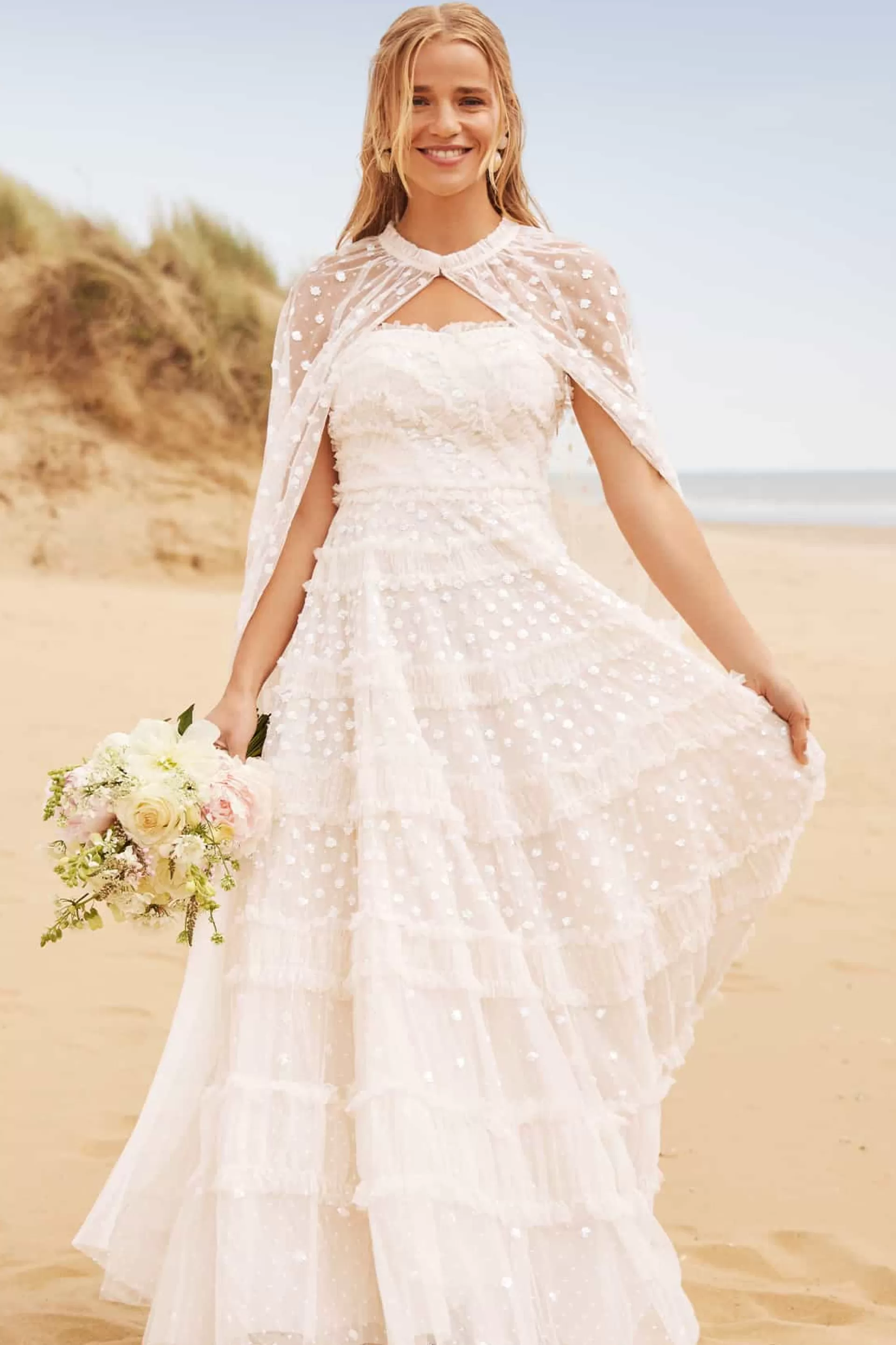 Women Needle & Thread Wedding Wardrobe | Bridal-Dot Shimmer Open Midaxi Cape