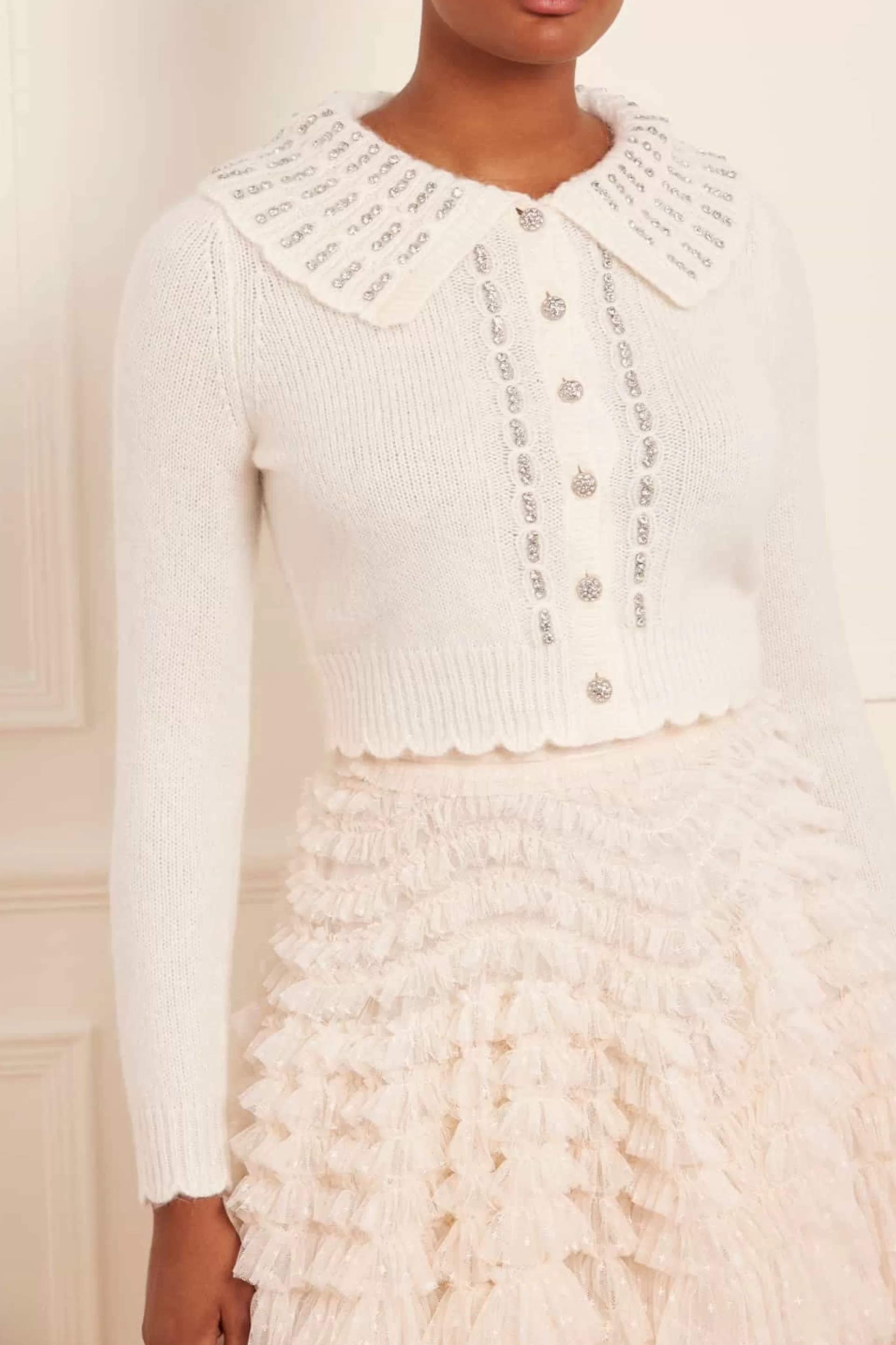 Women Needle & Thread Wedding Wardrobe | Knitwear-Embellished Collar Short Cardigan