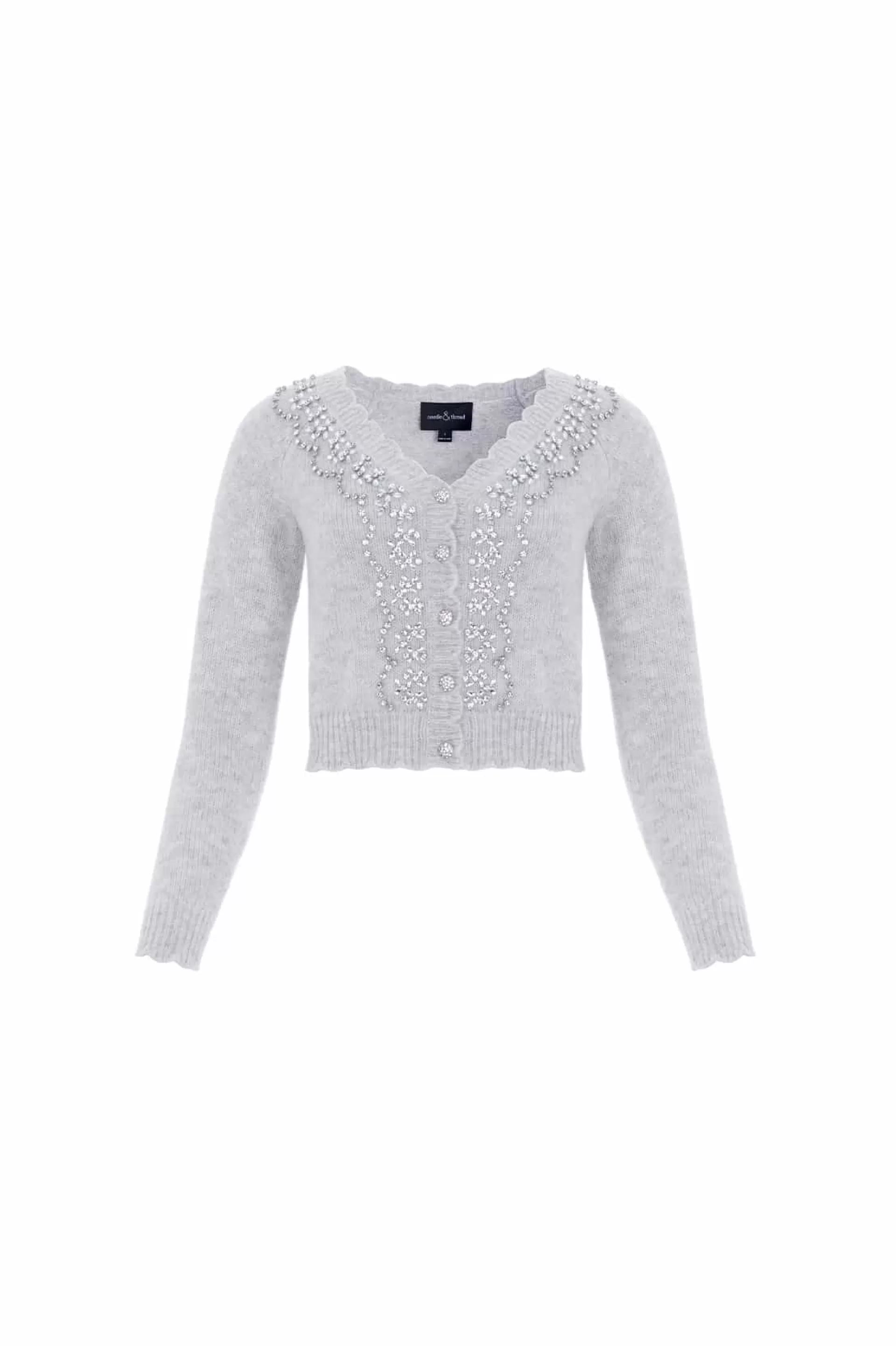 Women Needle & Thread Knitwear-Embellished V-Neck Short Cardigan