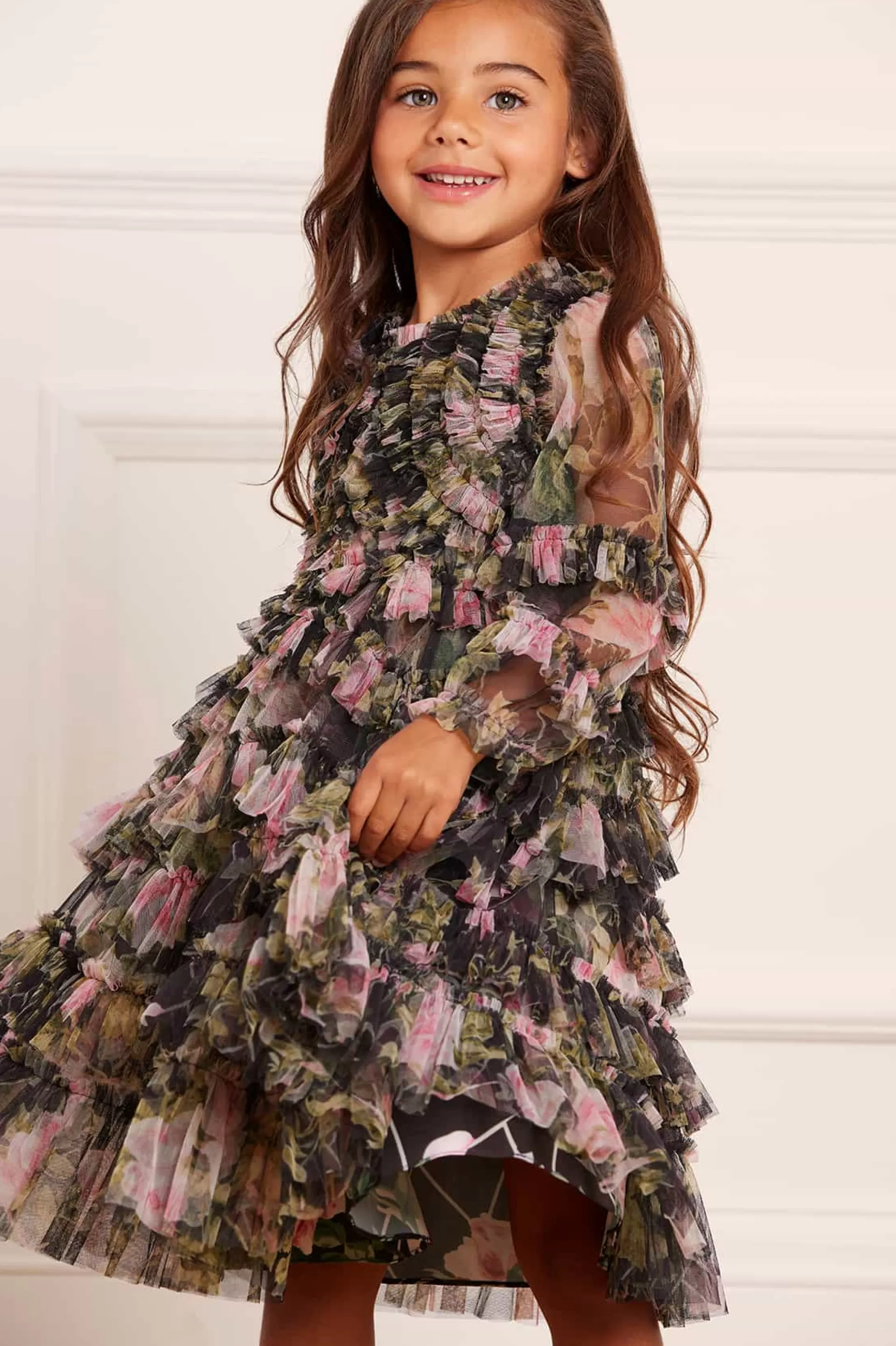 Women/Kids Needle & Thread Mummy & Me | Kids Printed Dresses-English Rose Ruffle Kids Dress