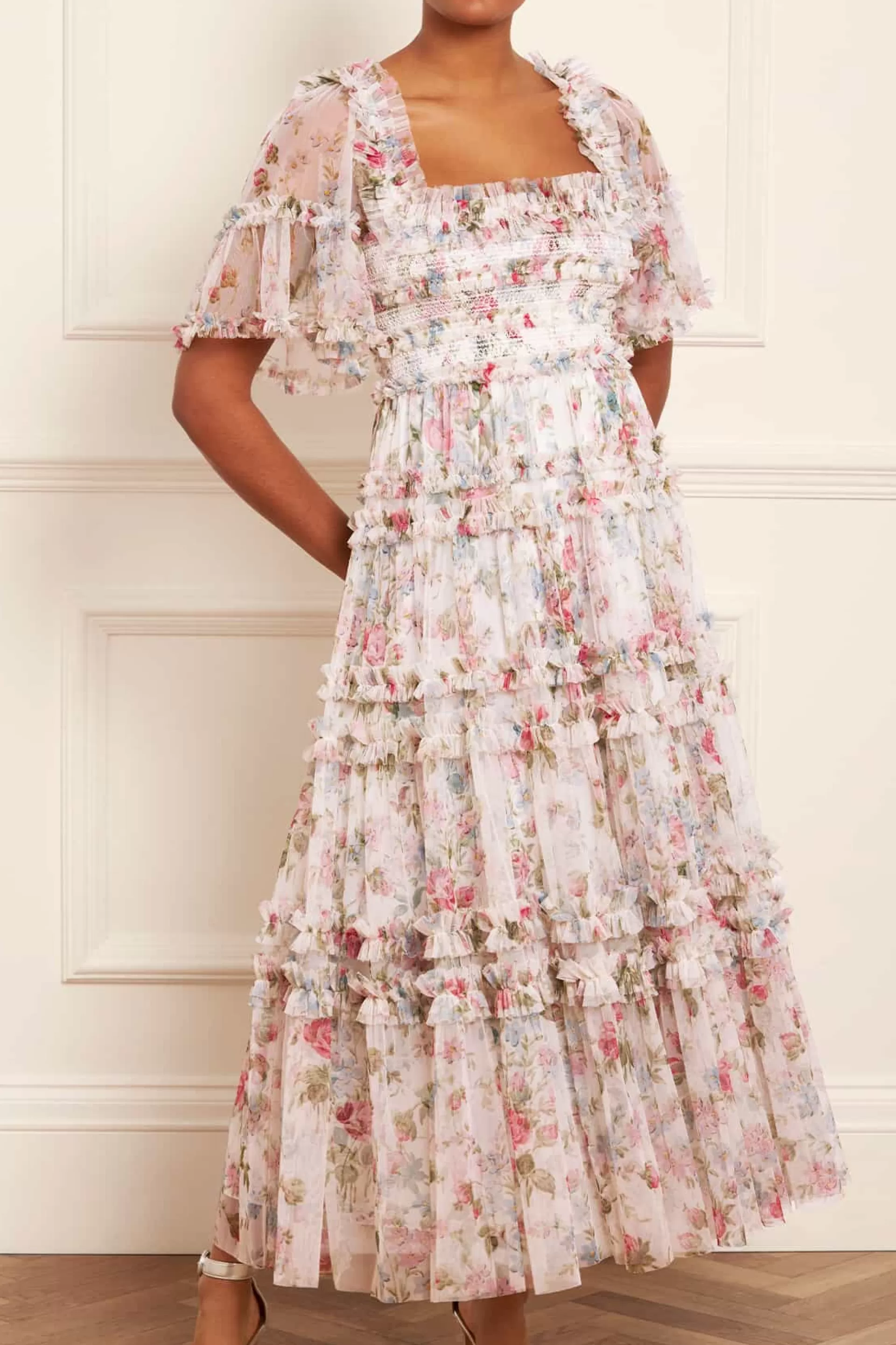 Women Needle & Thread Wedding Guest | Mummy & Me-Floral Fantasy Peaches Smocked Ankle Gown