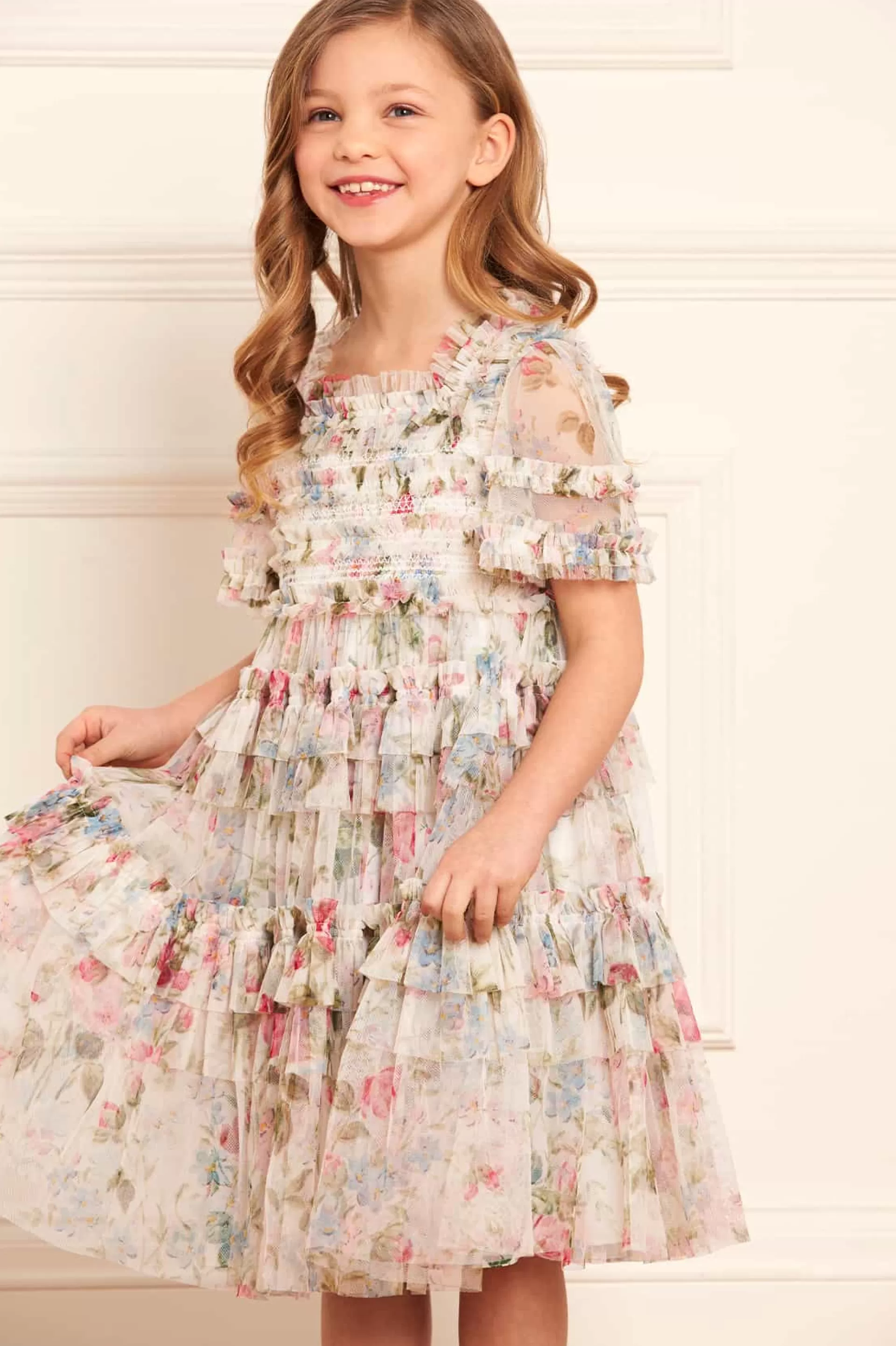 Women/Kids Needle & Thread Mummy & Me | Kids Printed Dresses-Floral Fantasy Smocked Kids Dress