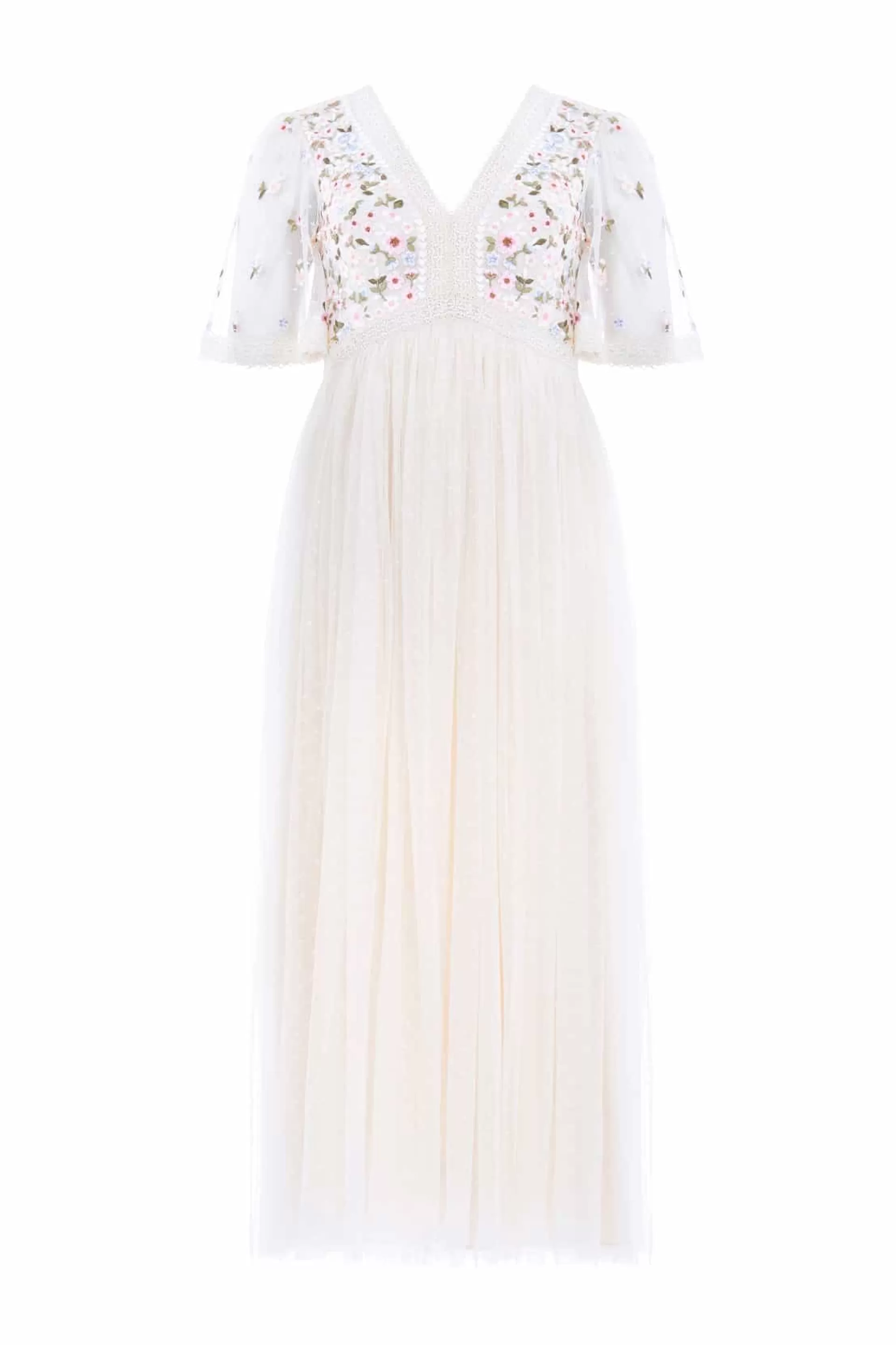 Women Needle & Thread Flattering Fit | Embroidered Dresses-Garland Ribbon Bodice Ankle Gown