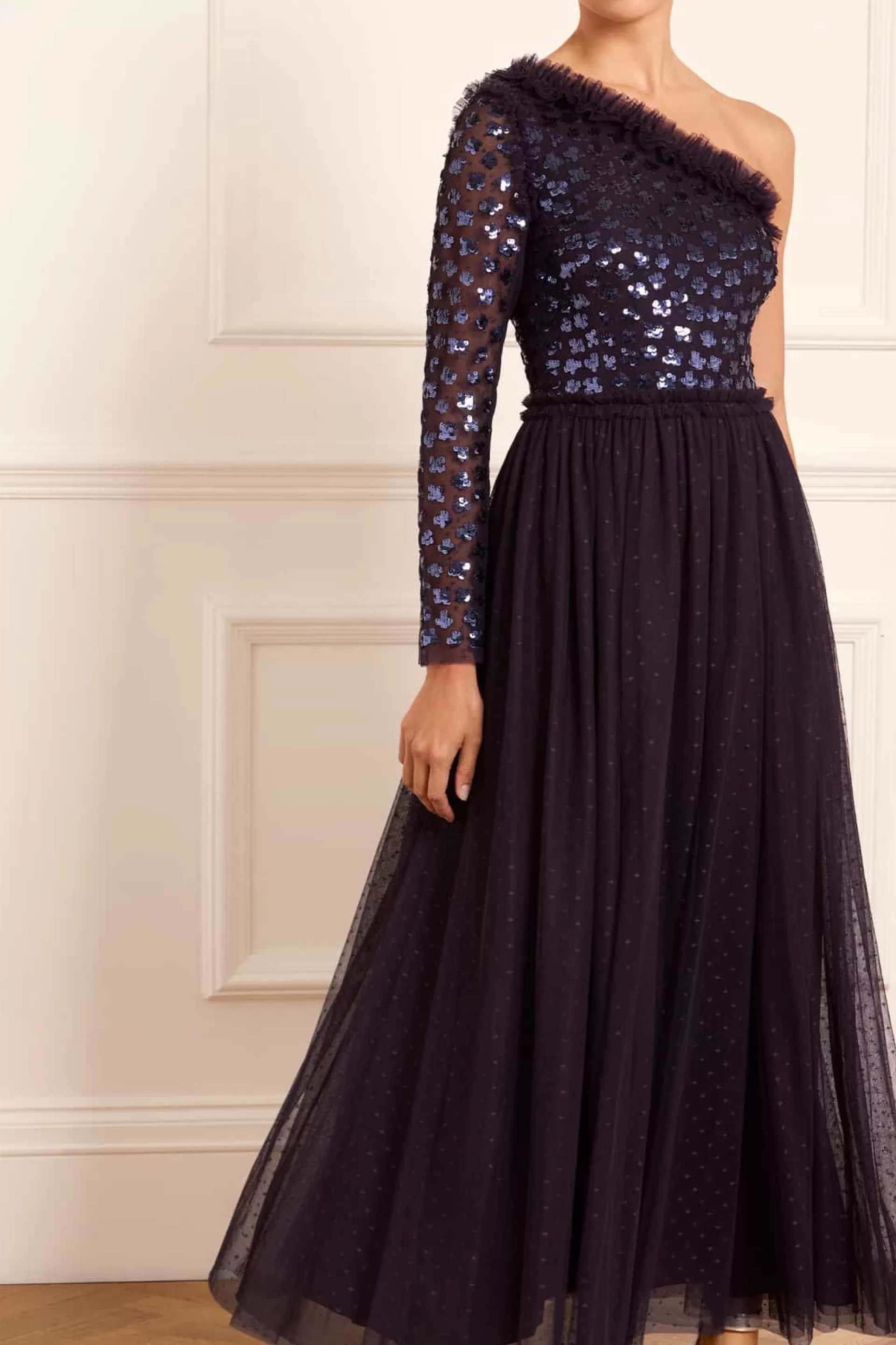 Women Needle & Thread Plus Size | Evening Dresses-Glisten Bodice One-Shoulder Ankle Gown