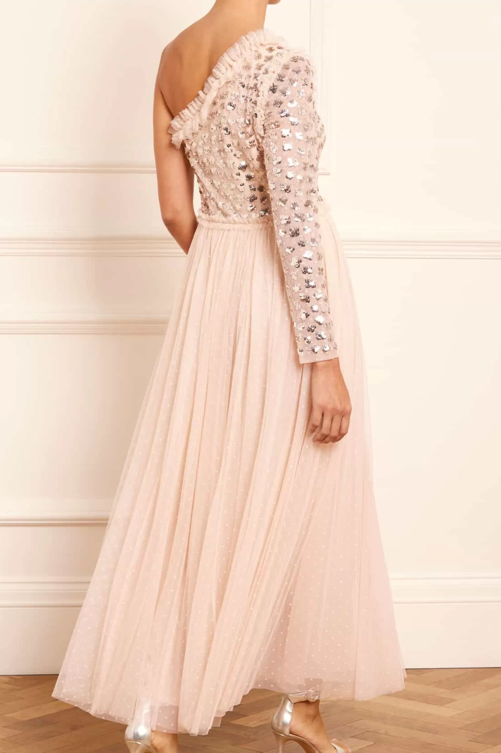 Women Needle & Thread Bridesmaid | Plus Size-Glisten Bodice One-Shoulder Ankle Gown