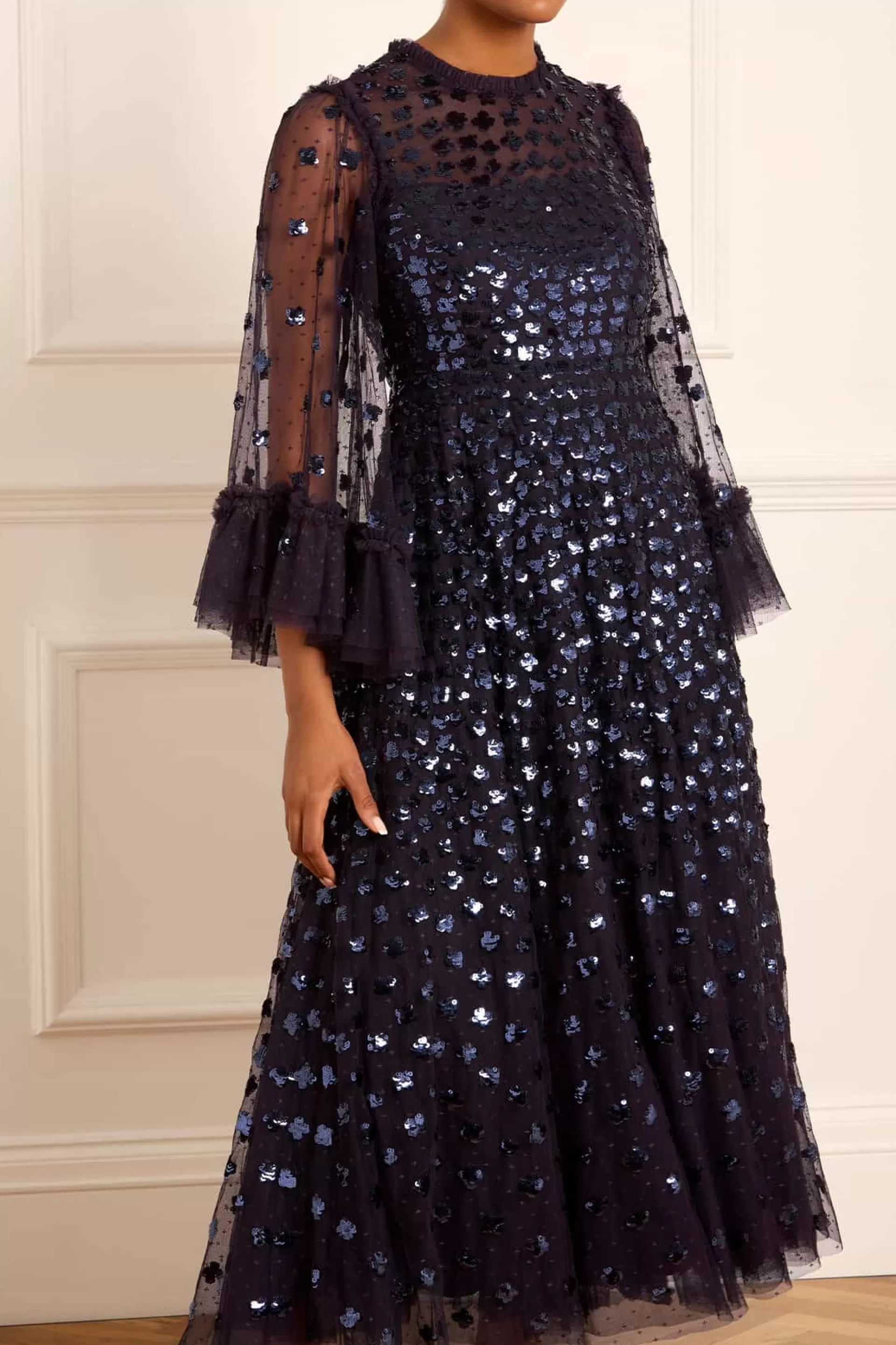 Women Needle & Thread Plus Size | Evening Dresses-Glisten Long Sleeve Ankle Gown