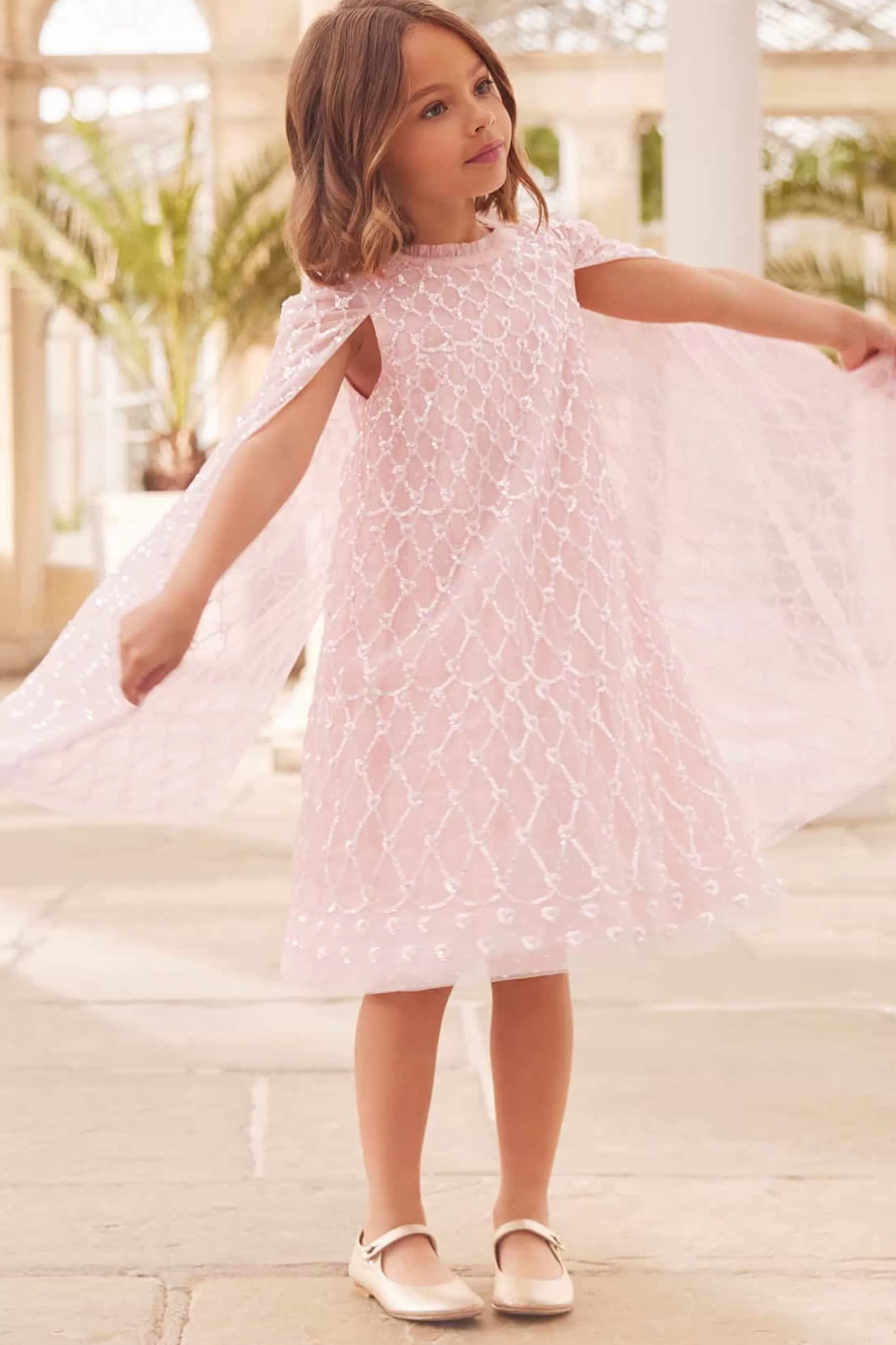 Women/Kids Needle & Thread Mummy & Me | Flower Girl-Heart Lattice Cape Kids Dress