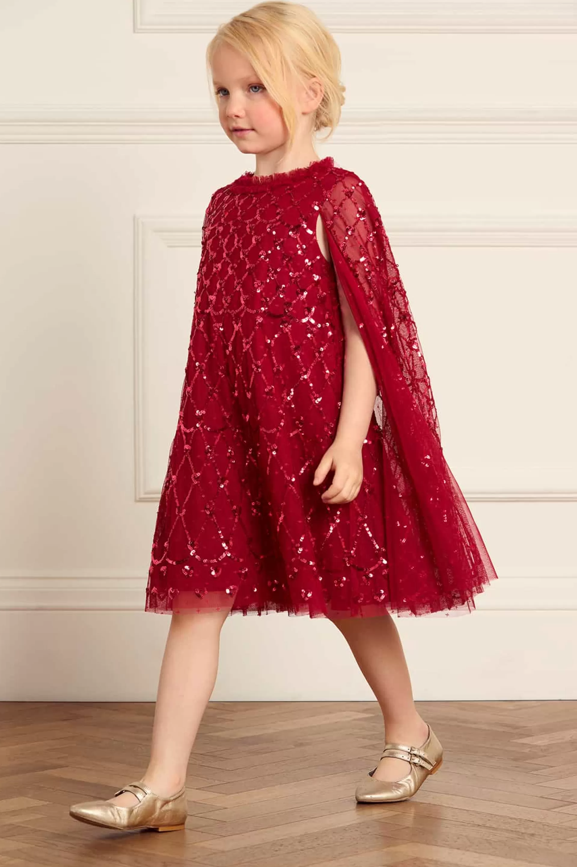 Women/Kids Needle & Thread Mummy & Me | Kids Embellished Dresses-Heart Lattice Cape Kids Dress