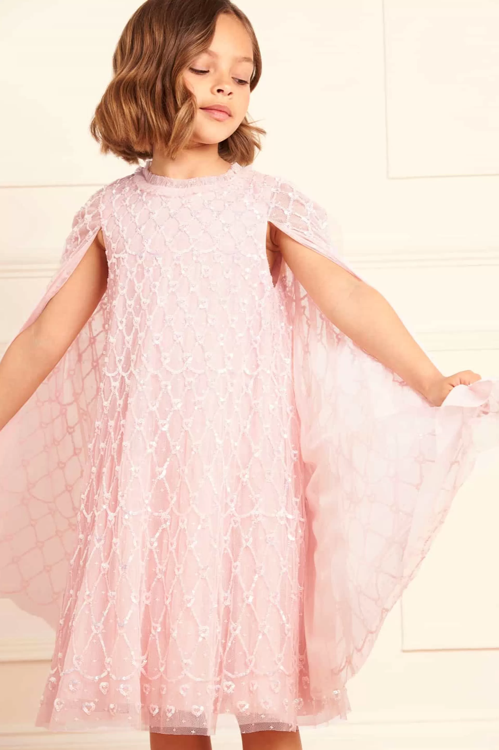 Women/Kids Needle & Thread Mummy & Me | Flower Girl-Heart Lattice Cape Kids Dress