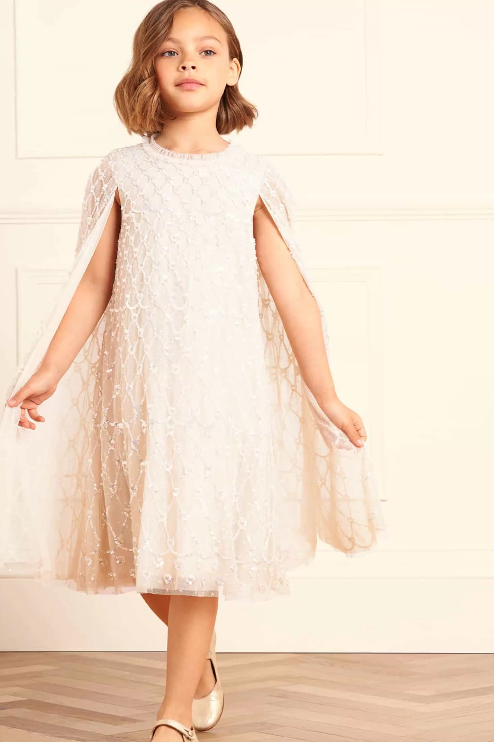 Women/Kids Needle & Thread Mummy & Me | Flower Girl-Heart Lattice Cape Kids Dress