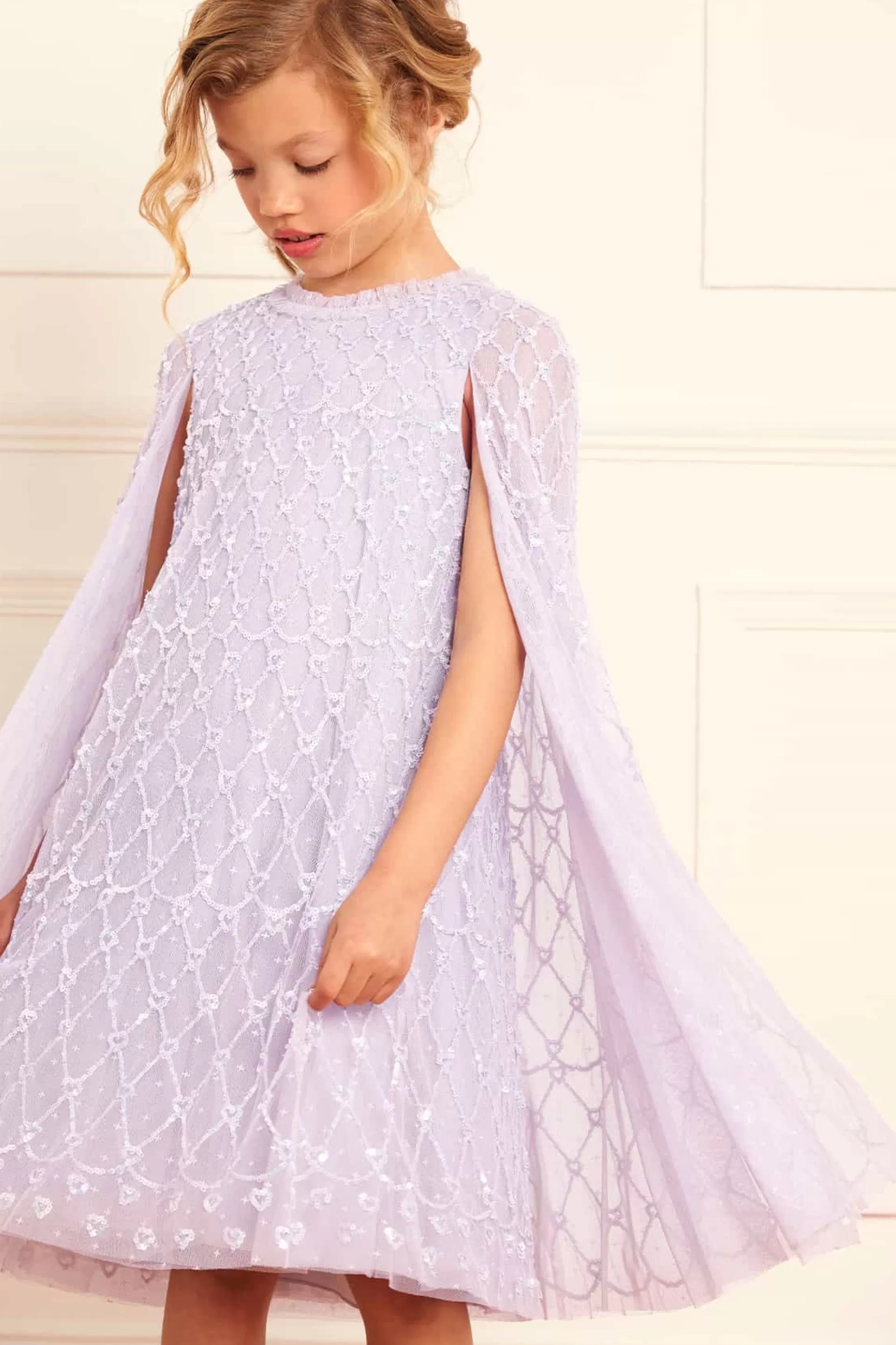 Women/Kids Needle & Thread Mummy & Me | Kids Embellished Dresses-Heart Lattice Cape Kids Dress