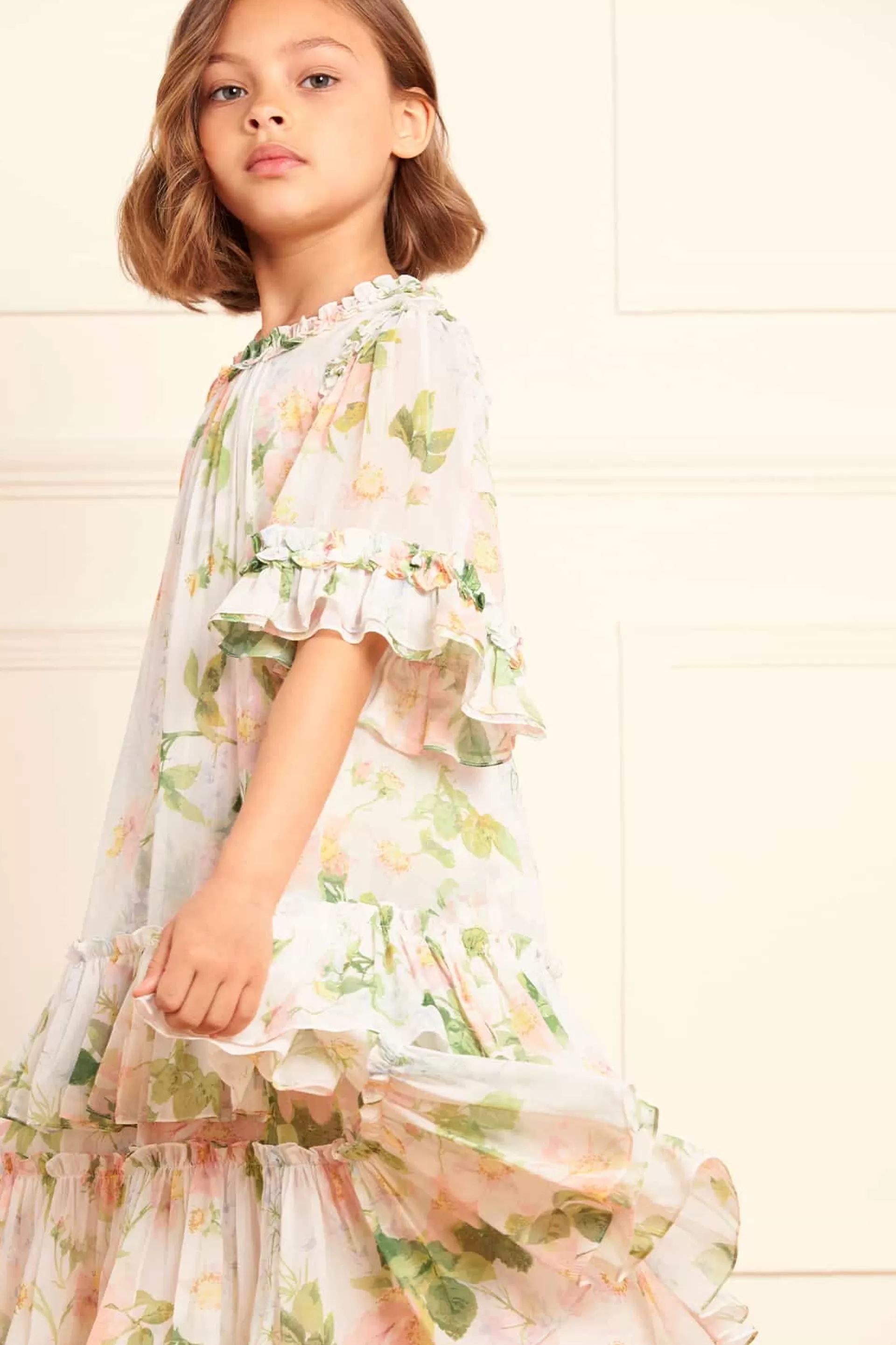 Kids Needle & Thread Mummy & Me | Kids Printed Dresses-Immortal Rose Sunny Chiffon Kids Dress