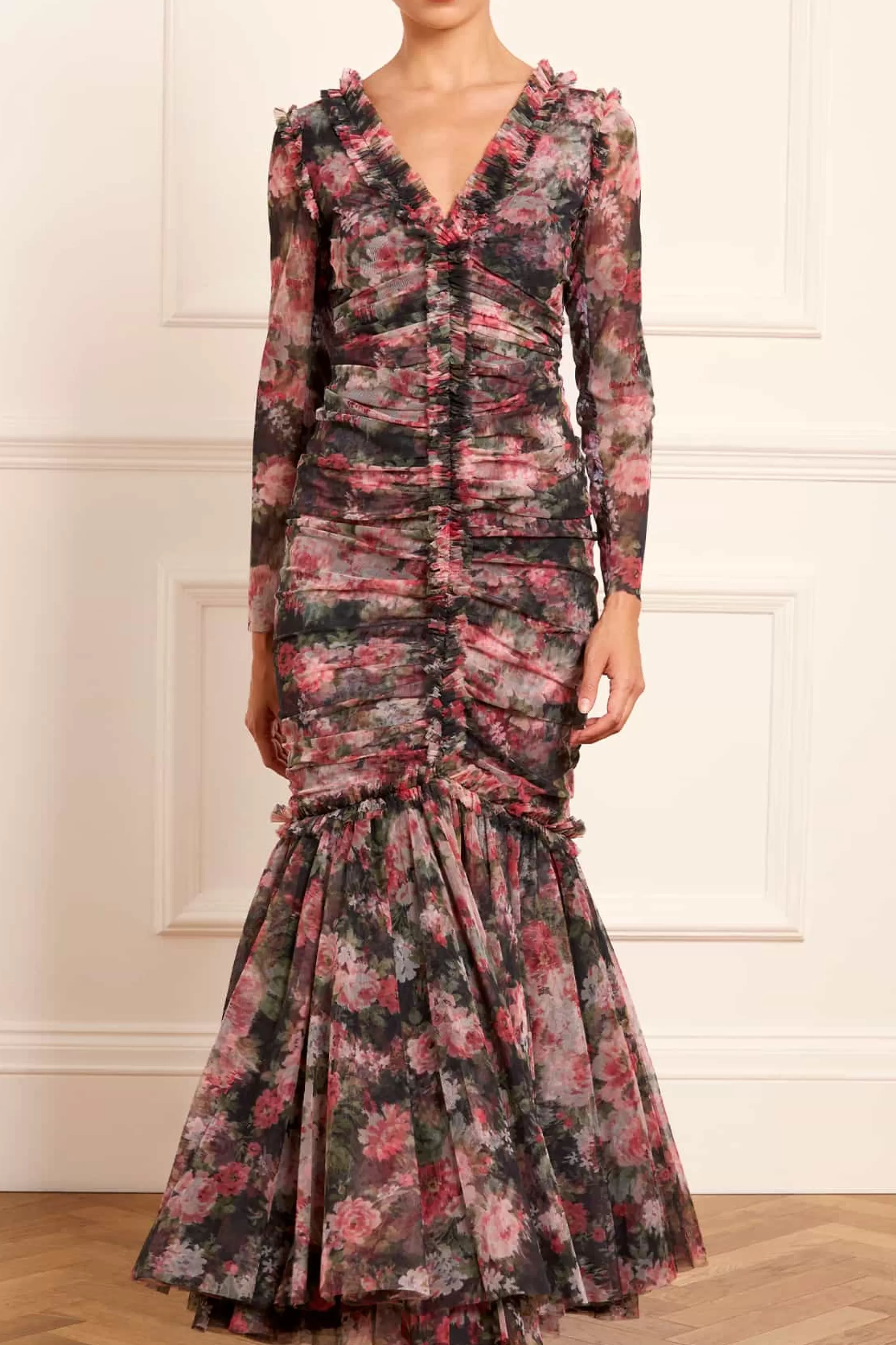 Women Needle & Thread Evening Dresses | Printed Dresses-Midnight Dance Long Sleeve Ankle Gown