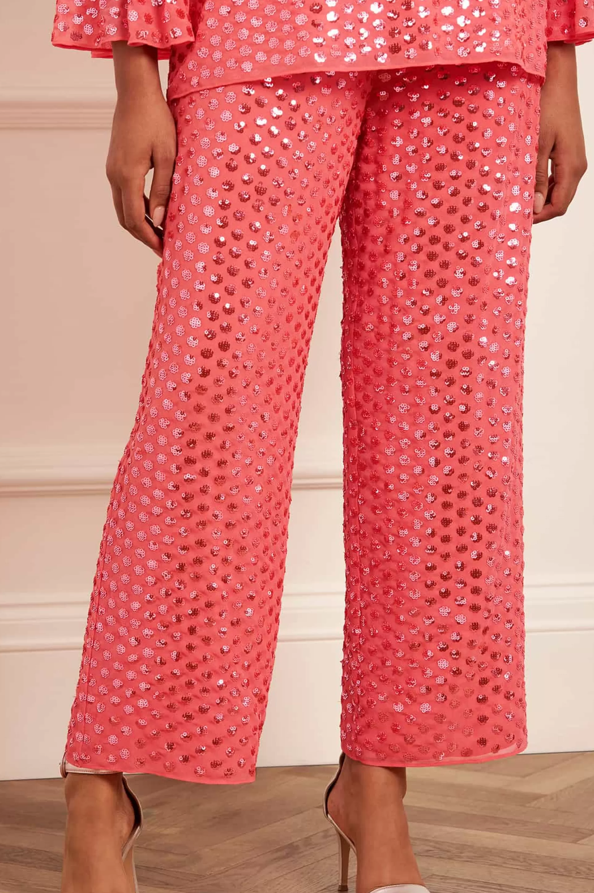 Women Needle & Thread Flattering Fit | Trousers-Raindrop Gloss Trousers