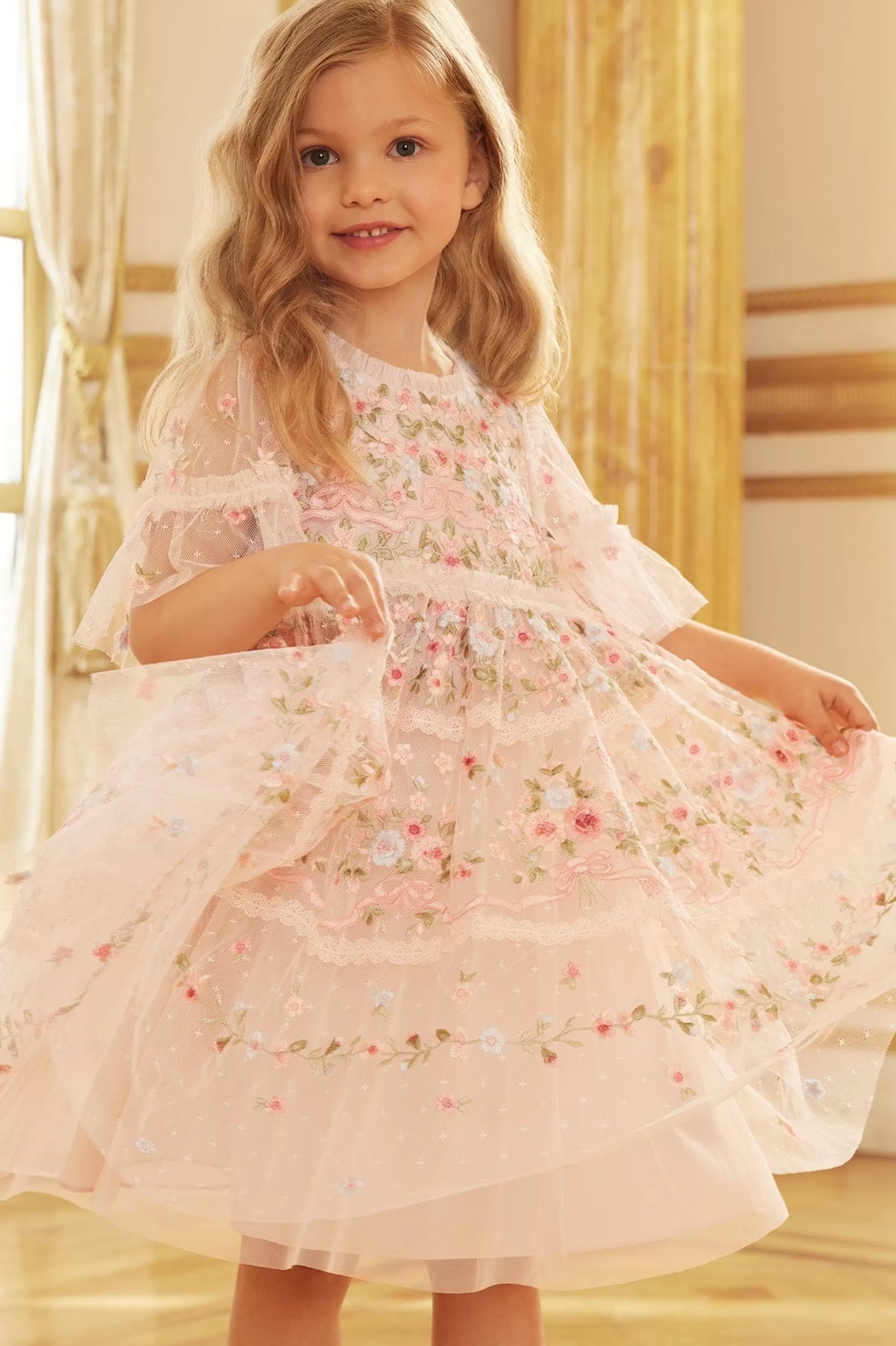 Women/Kids Needle & Thread Flower Girl | Flower Girl-Ribbon Bouquet Kids Dress