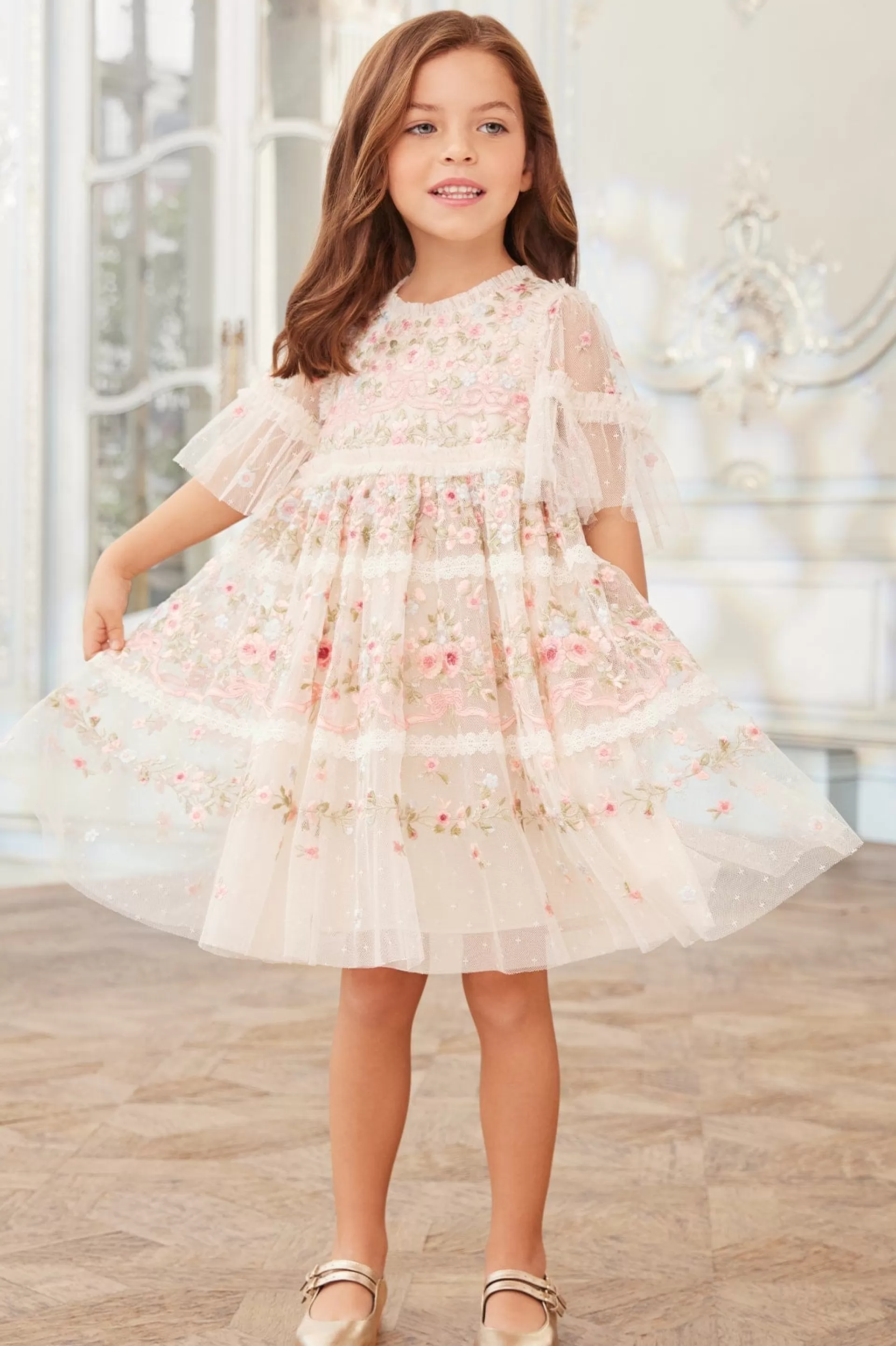 Women/Kids Needle & Thread Flower Girl | Flower Girl-Ribbon Bouquet Kids Dress