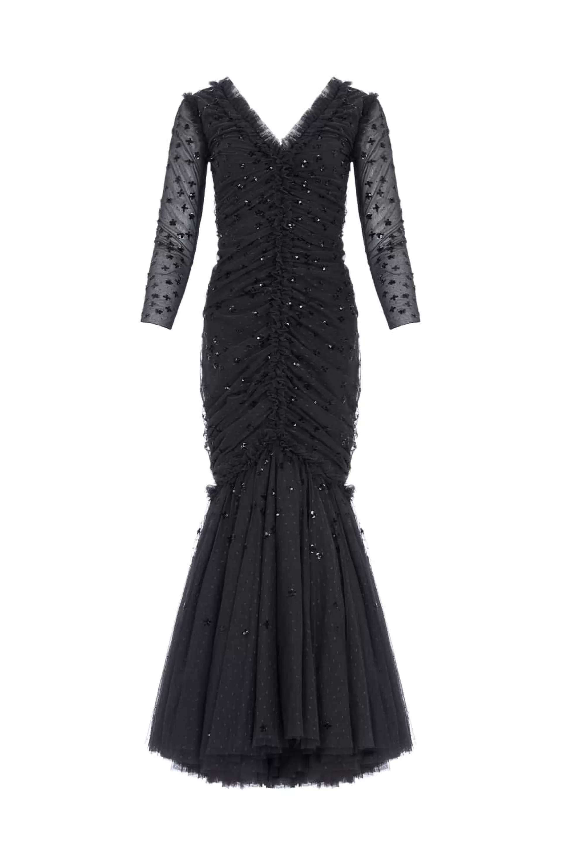 Women Needle & Thread Evening Dresses | Embellished Dresses-Scatter Sequin Long Sleeve Ankle Gown