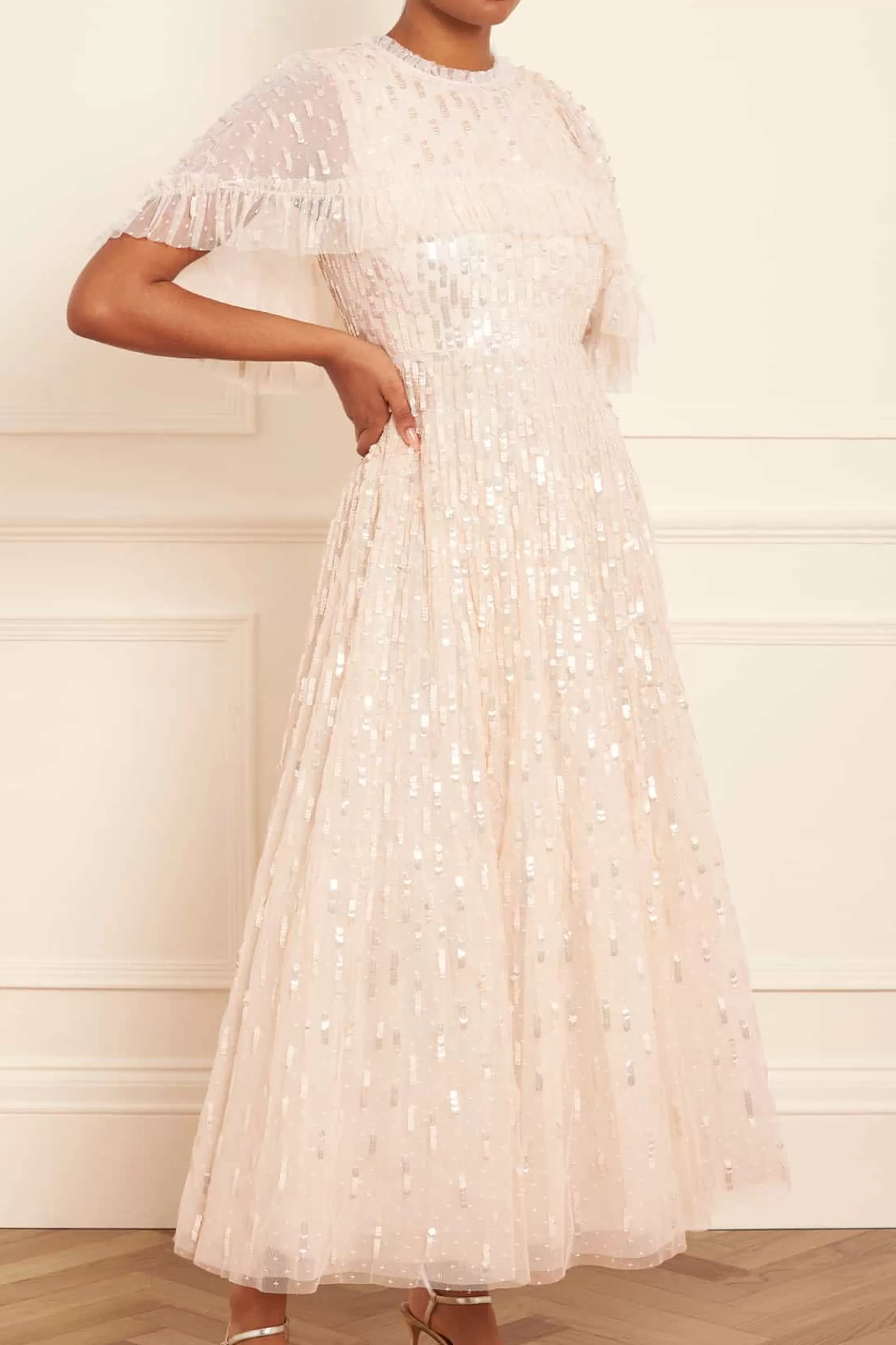 Women Needle & Thread Bridal | Plus Size-Sequin Dash Cape Ankle Gown