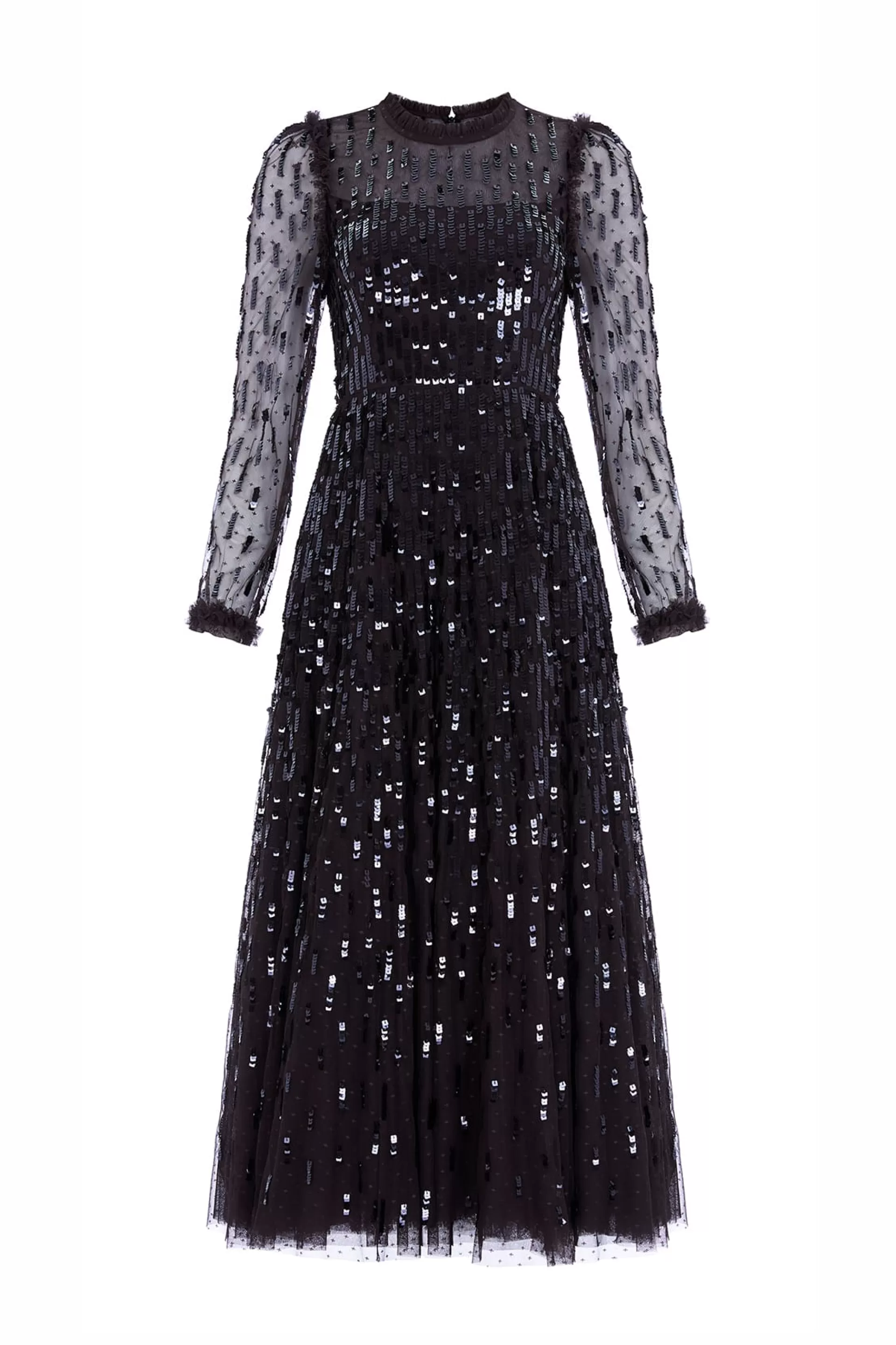 Women Needle & Thread Plus Size | Evening Dresses-Sequin Dash Long Sleeve Gown