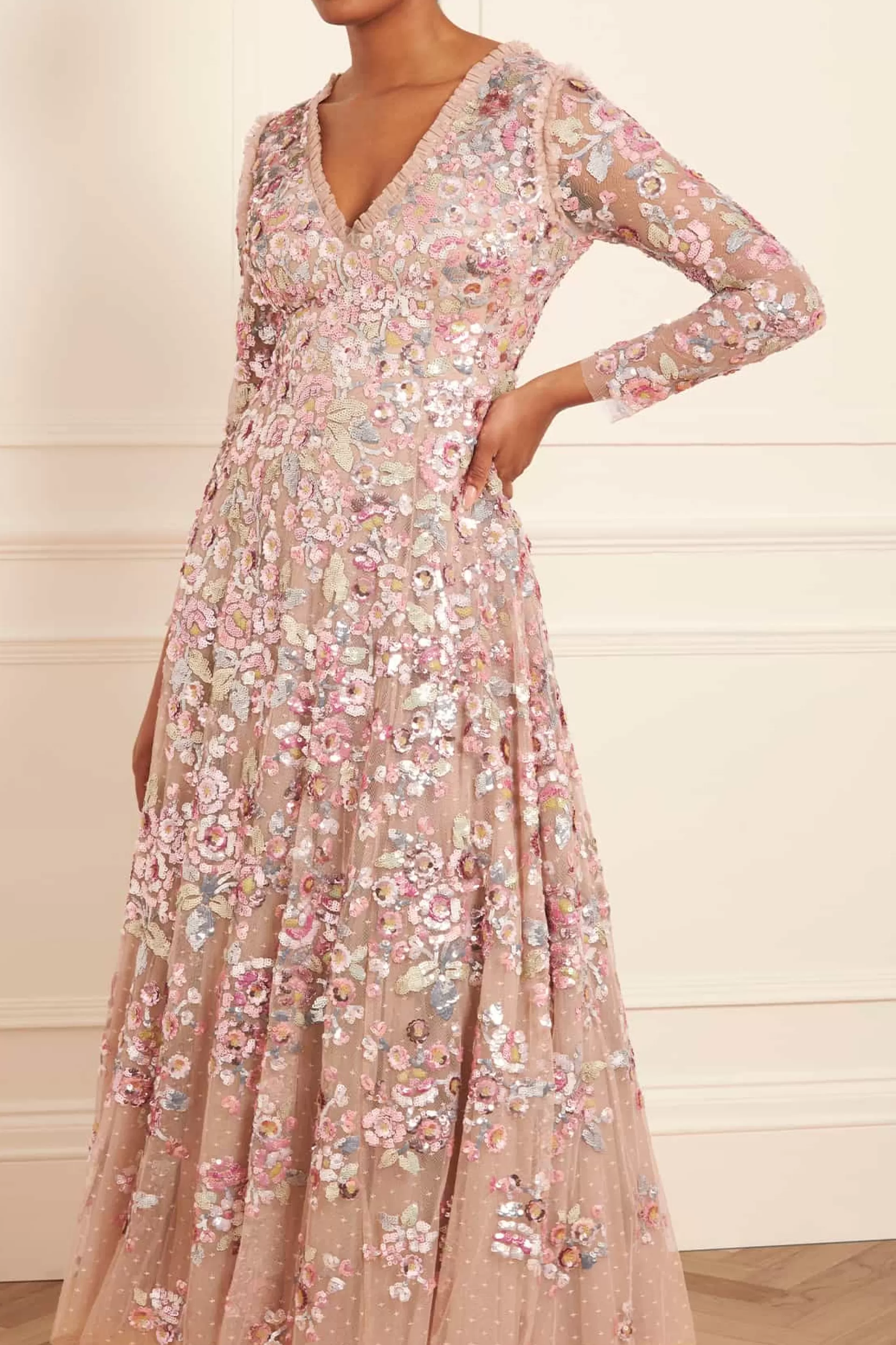 Women Needle & Thread Plus Size | Evening Dresses-Sequin Paradise Long Sleeve Gown