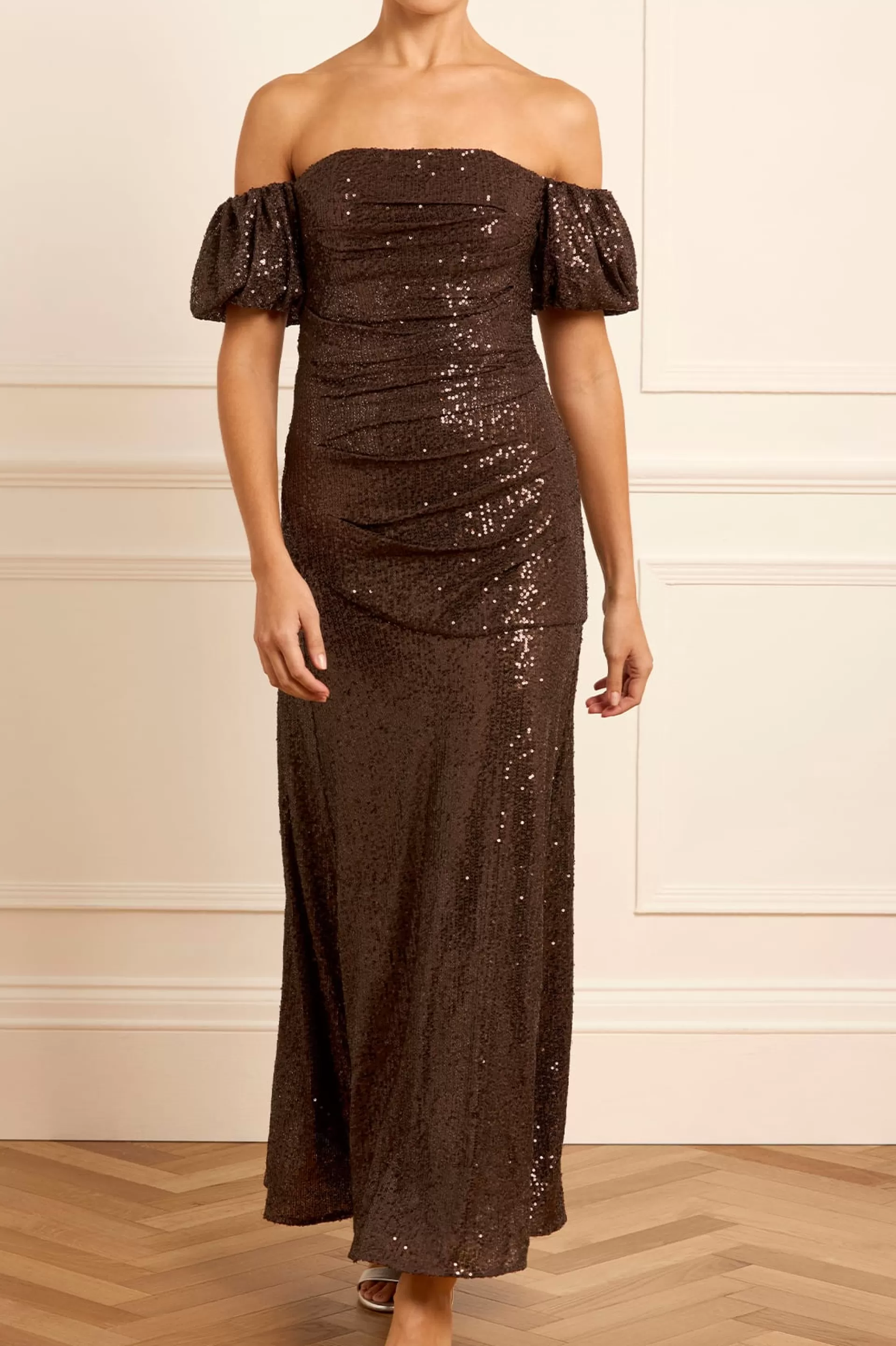 Women Needle & Thread Embellished Dresses | Responsibly Sourced-Sunbeam Valentina Off-Shoulder Gown