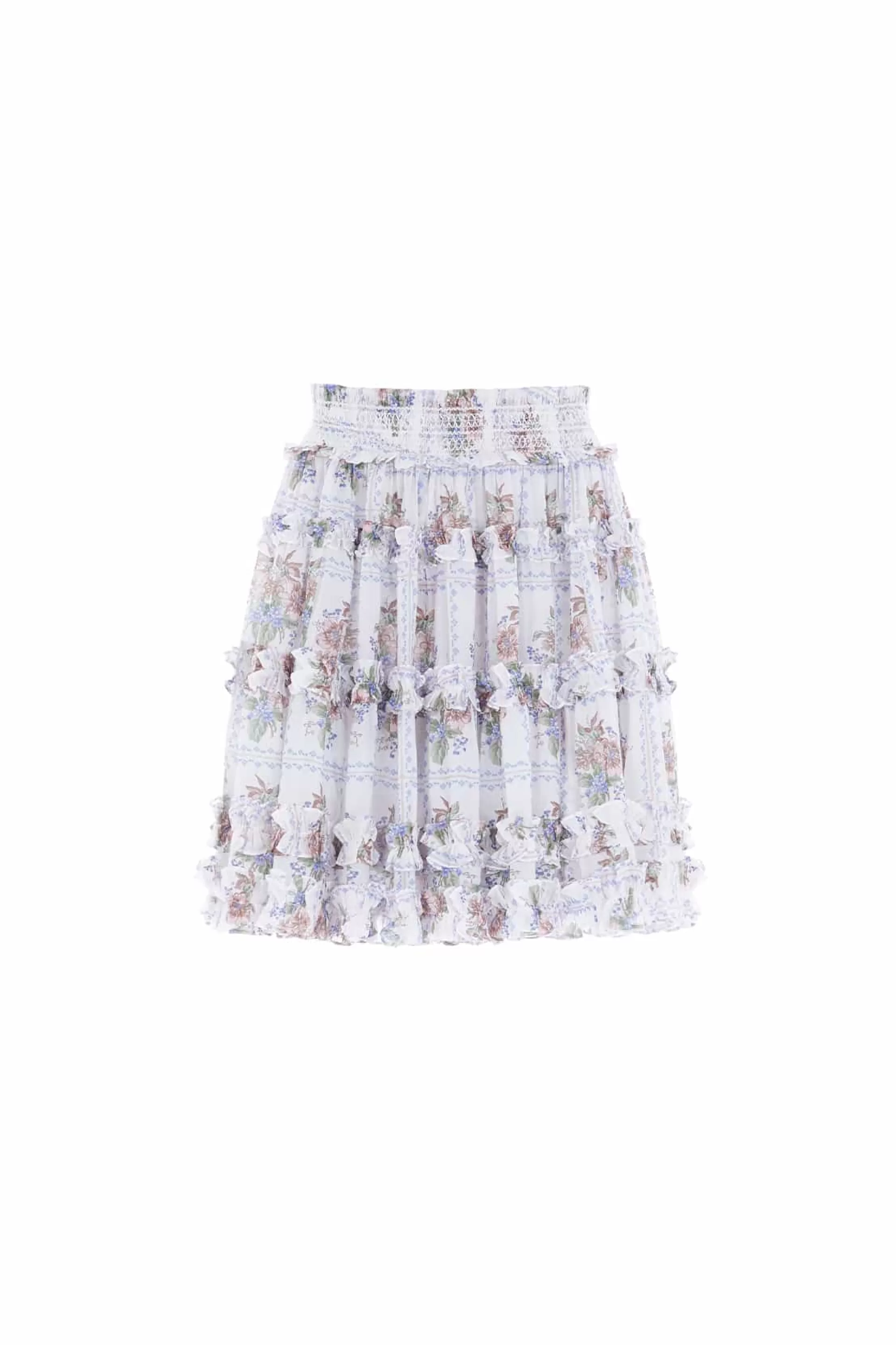 Women Needle & Thread Plus Size | Skirts-Tiled Blooms Chiffon Smocked Micro Mini Skirt