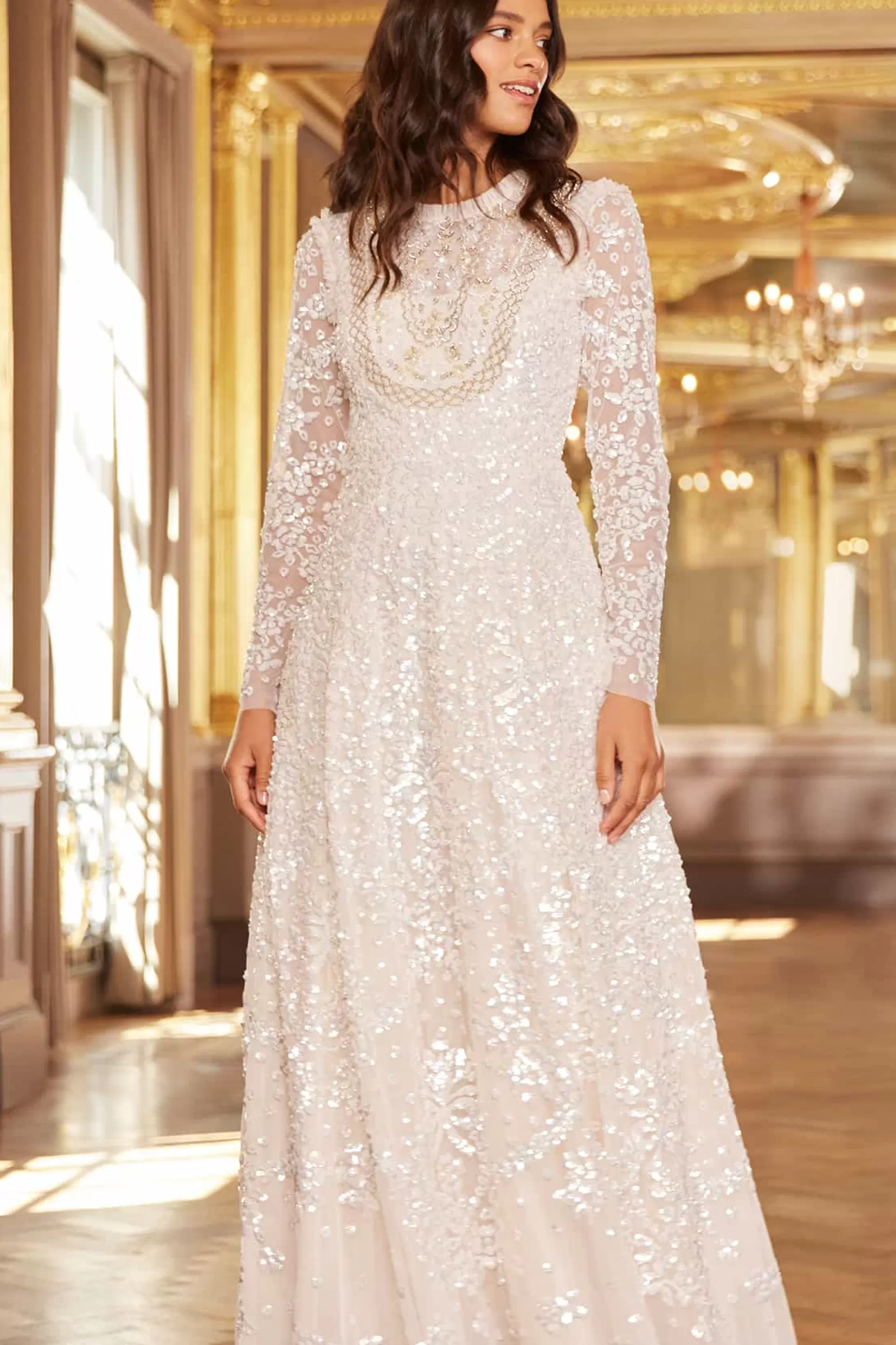 Women Needle & Thread Bridal | Mummy & Me-Victorian Wreath Gloss Long Sleeve Gown