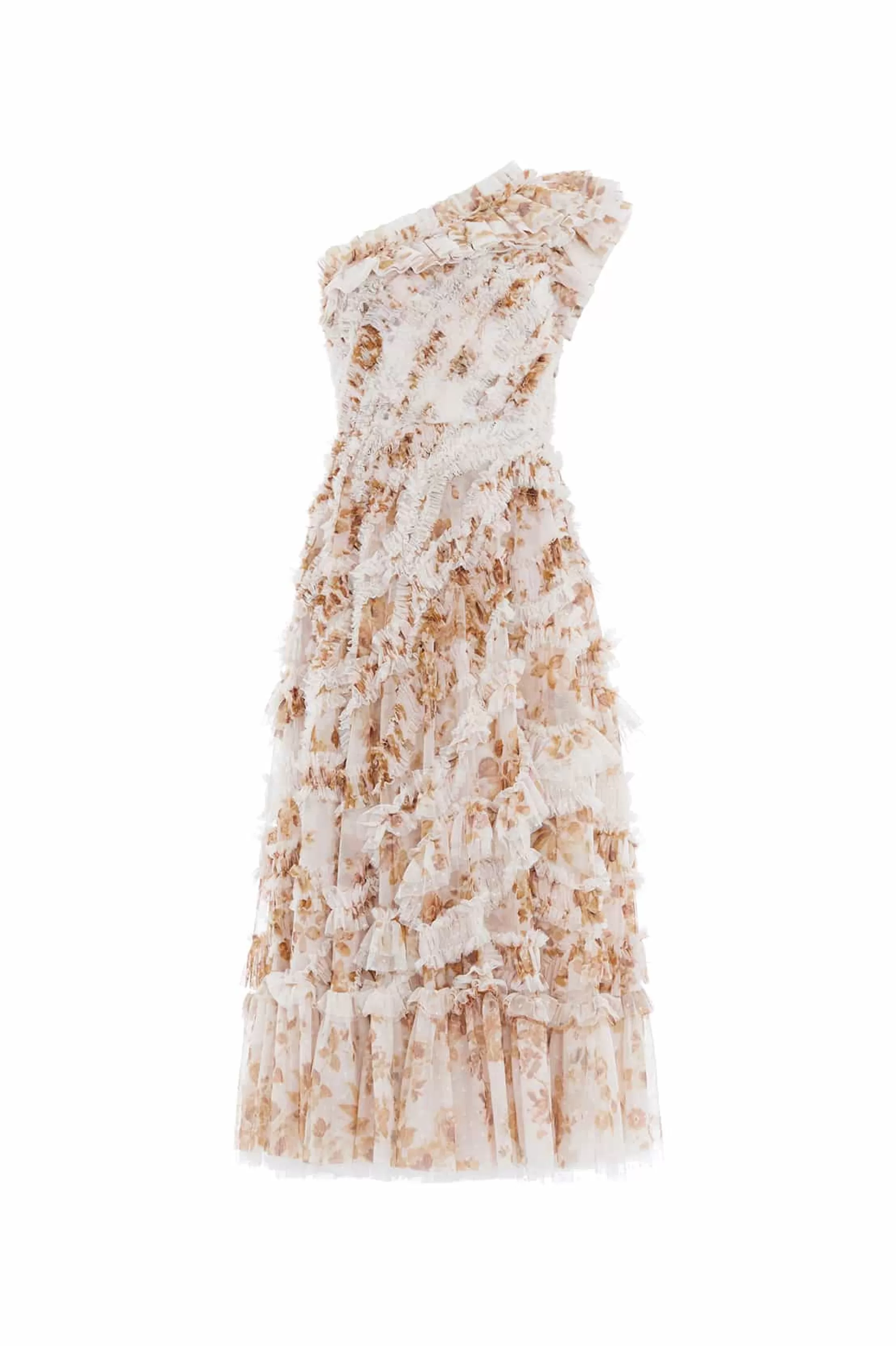 Women Needle & Thread Evening Dresses | Printed Dresses-Vintage Rose Aaliyah One-Shoulder Ballerina Dress