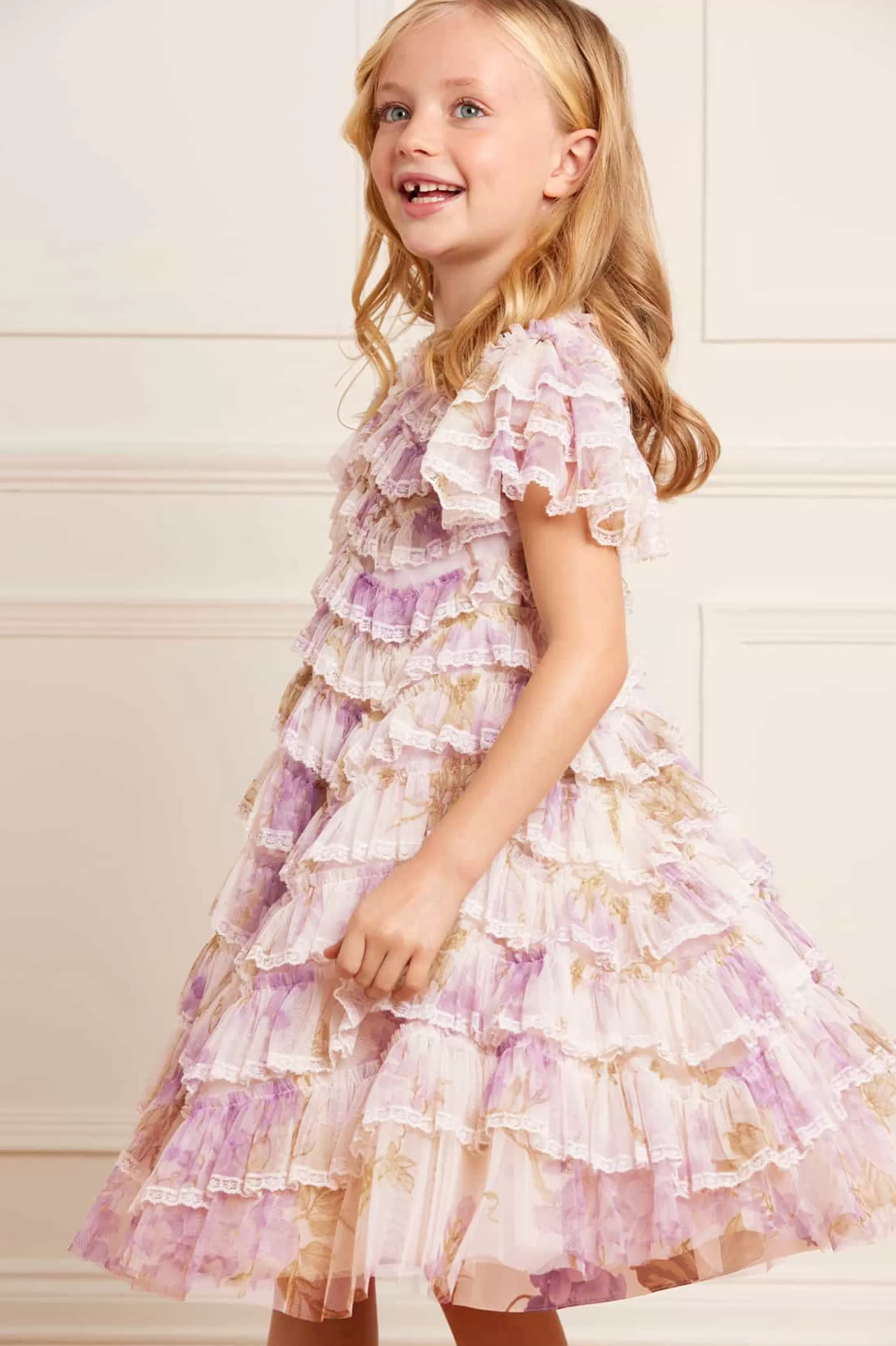 Women/Kids Needle & Thread Mummy & Me | Kids Printed Dresses-Wisteria Ruffle Lace Kids Dress