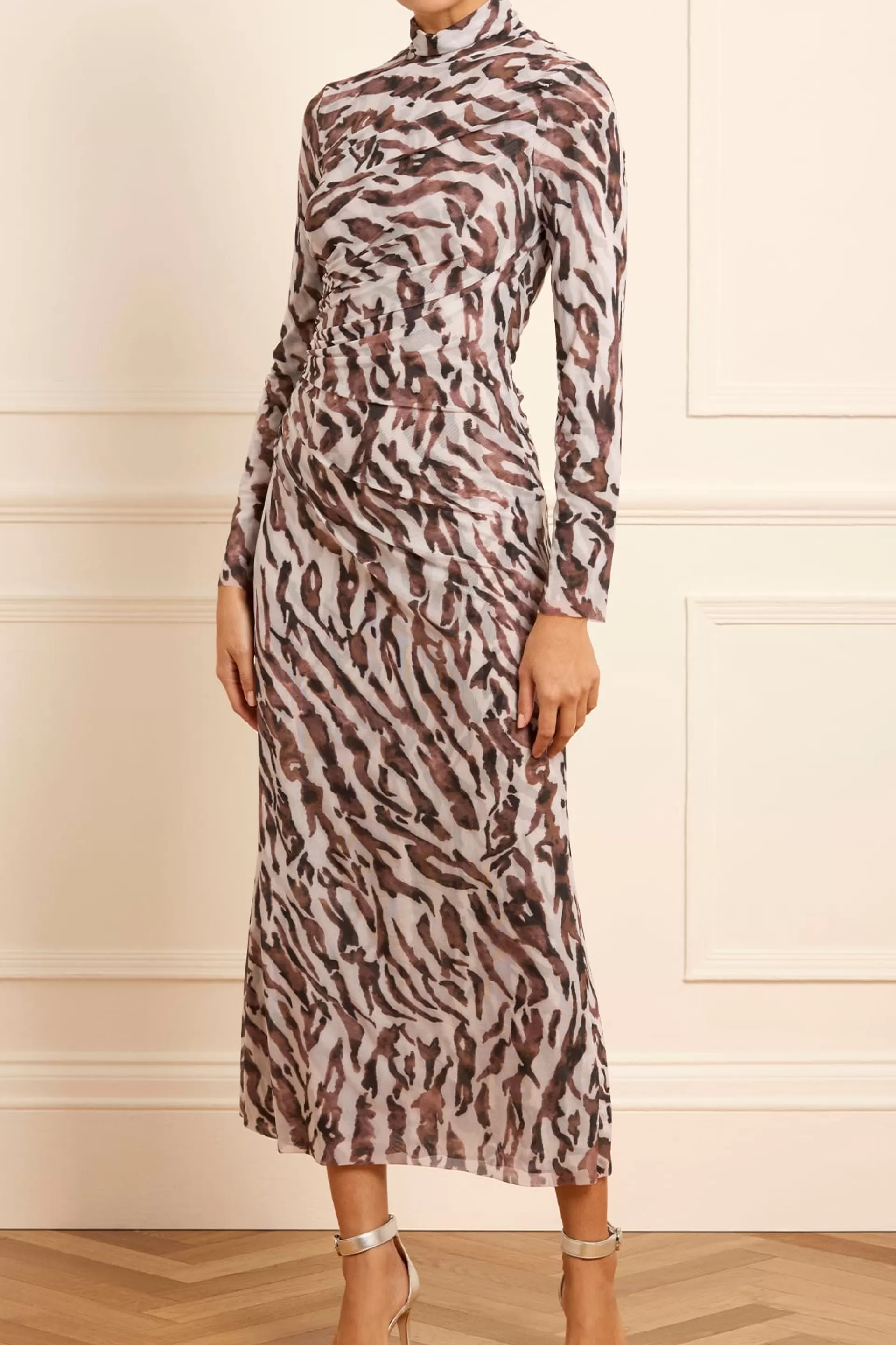 Women Needle & Thread Plus Size | Printed Dresses-Zebra Turtleneck Ankle Gown